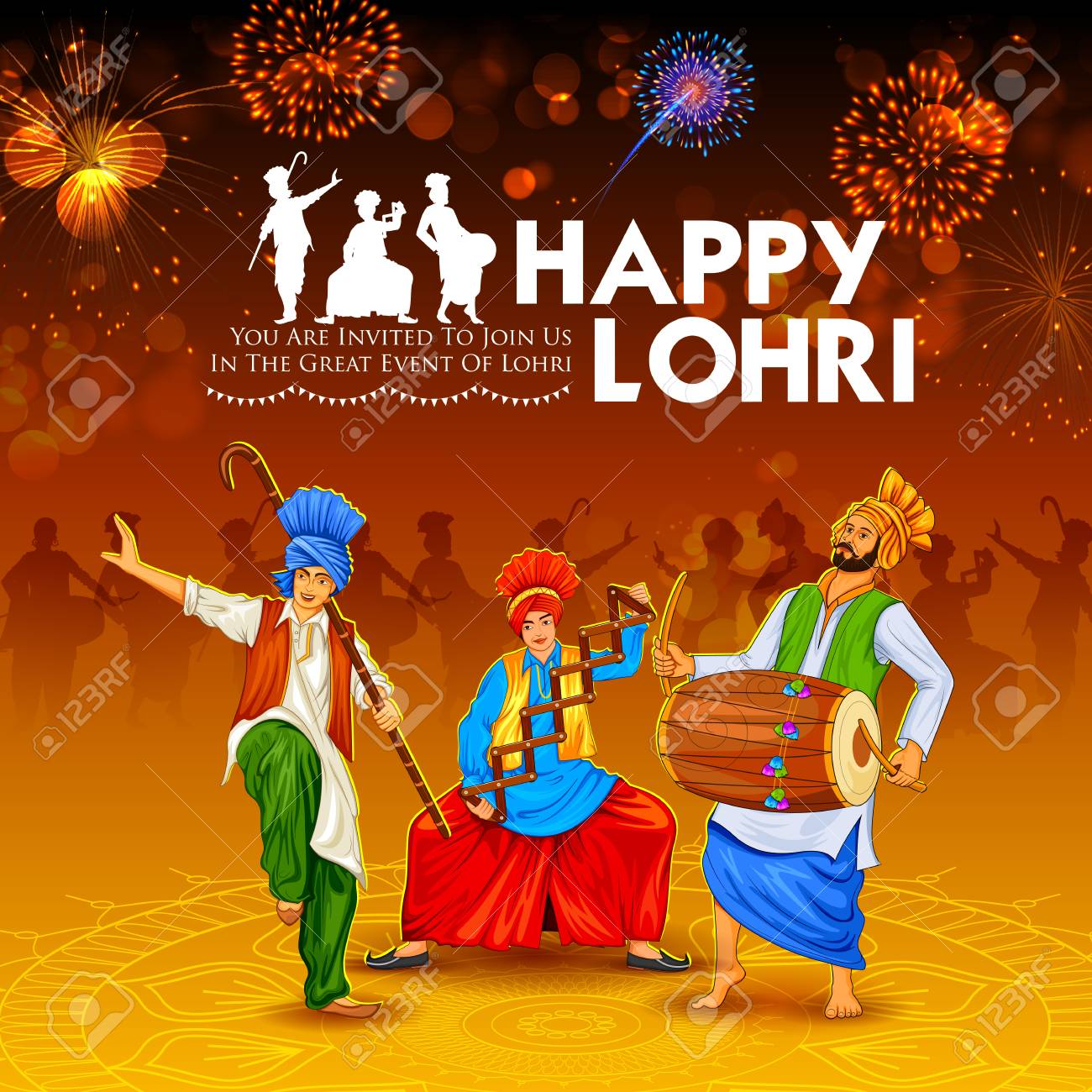 Illustration Of Happy Lohri Holiday Background For Punjabi Festival Royalty  Free SVG, Cliparts, Vectors, And Stock Illustration. Image 112191174.