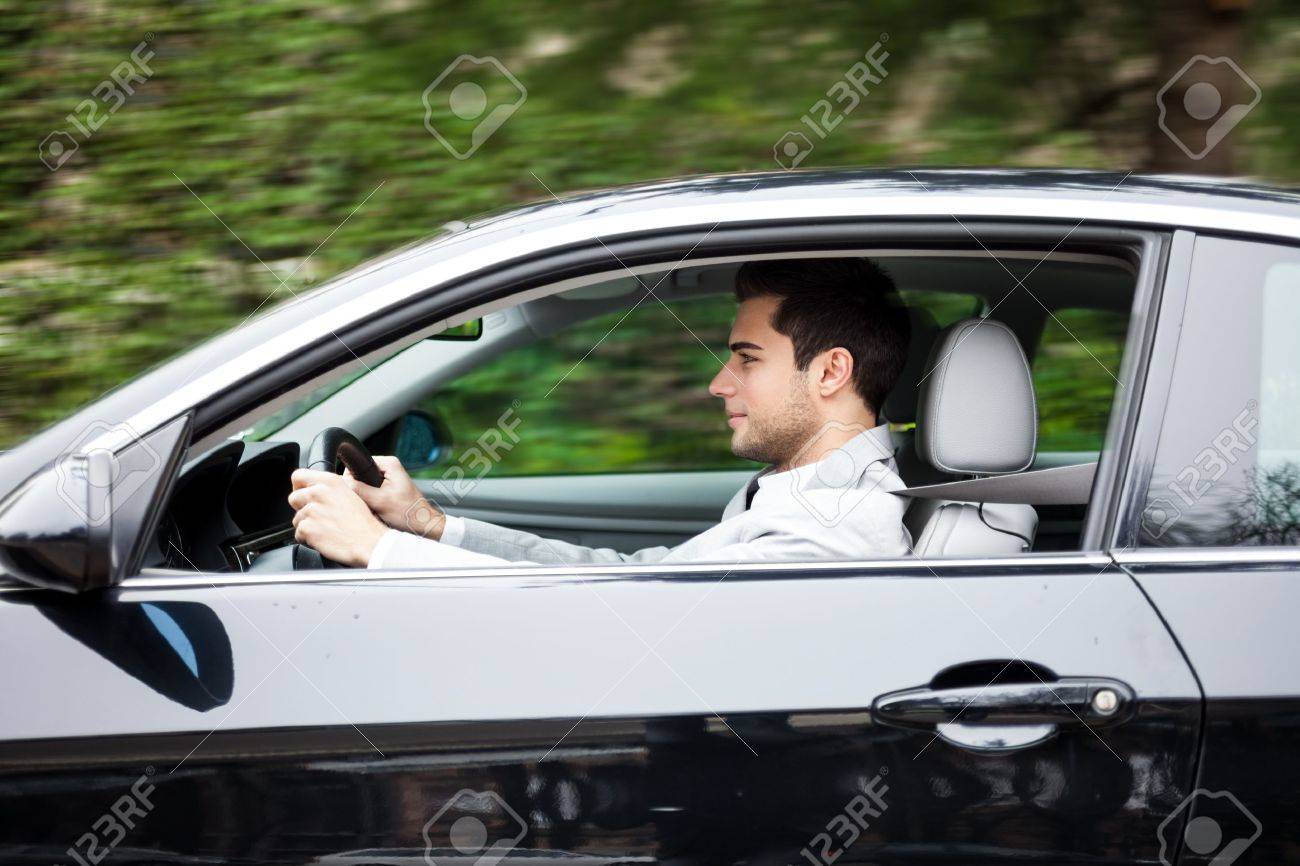 Portrait Of A Man Driving A Car Stock Photo, Picture And Royalty ...