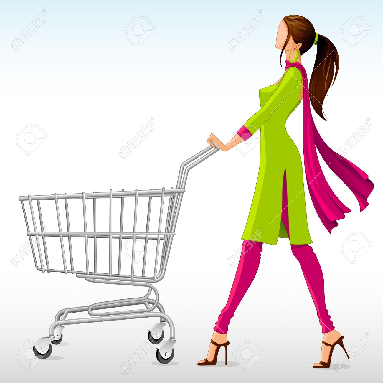 Vector Illustration Of Lady In Salwar Suit With Shopping Cart Royalty Free  SVG, Cliparts, Vectors, and Stock Illustration. Image 14504606., image size:1300x1300
