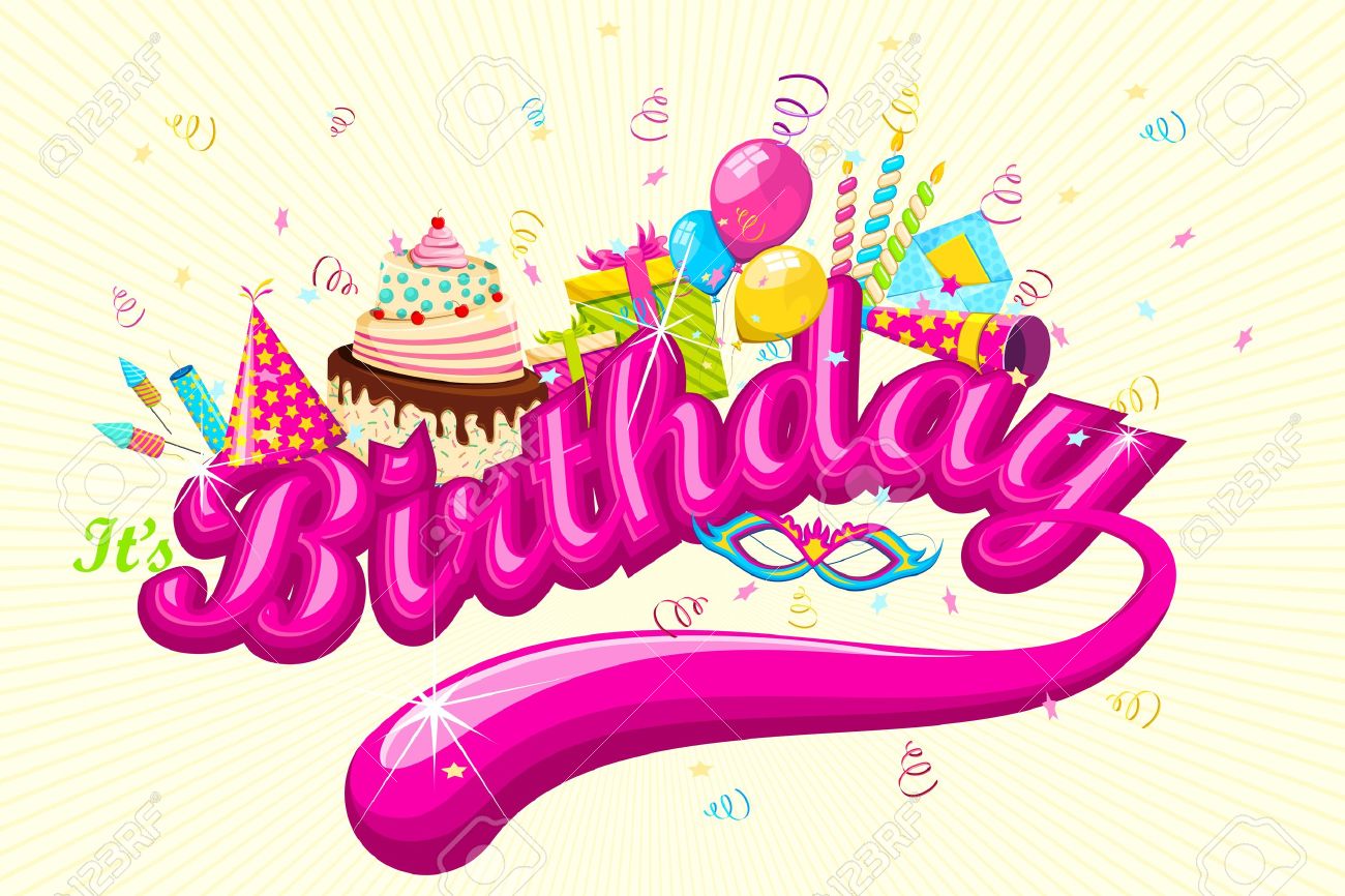 ケーキとプレゼント誕生日カードのイラスト の写真素材 画像素材 Image