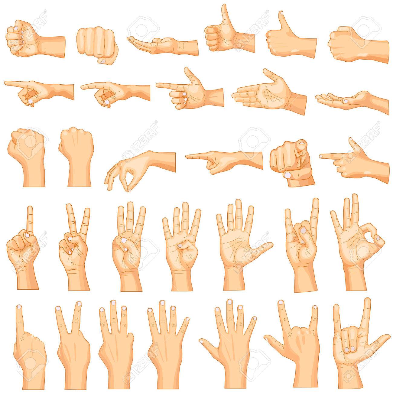 vector illustration of collection of hand gestures stock photo