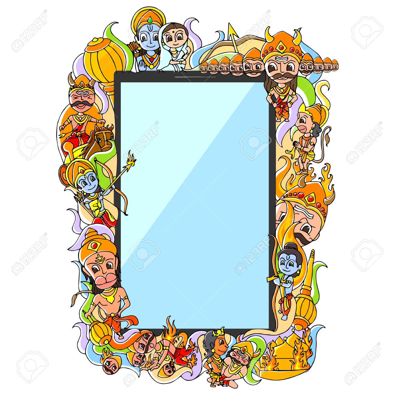 vector illustration of Happy Dussehra doodle drawing for mobile application - 45336693 vector illustration of Happy Dussehra doodle drawing for mobile application - 45336693