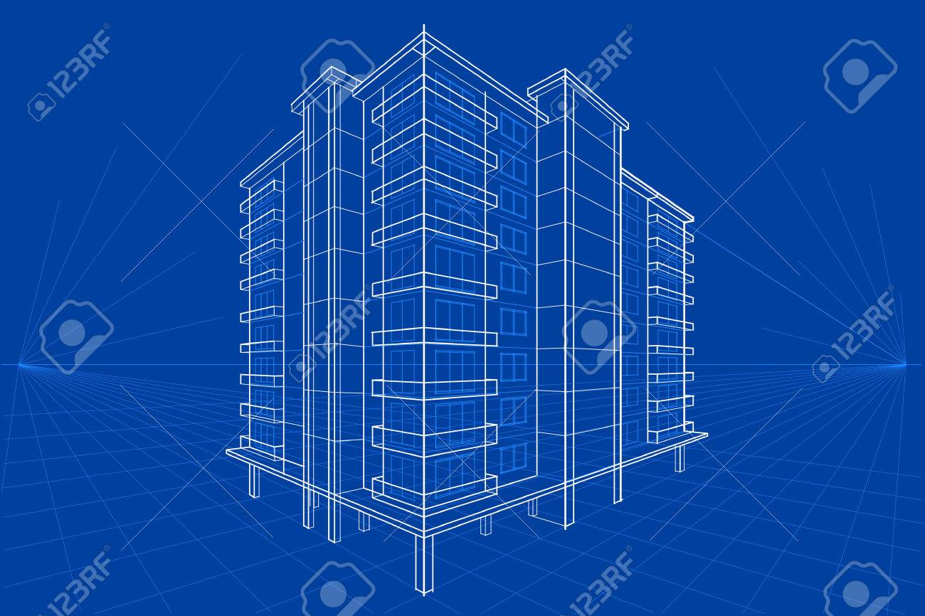 easy to edit vector illustration of blueprint of building - 52128467 easy to edit vector illustration of blueprint of building - 52128467