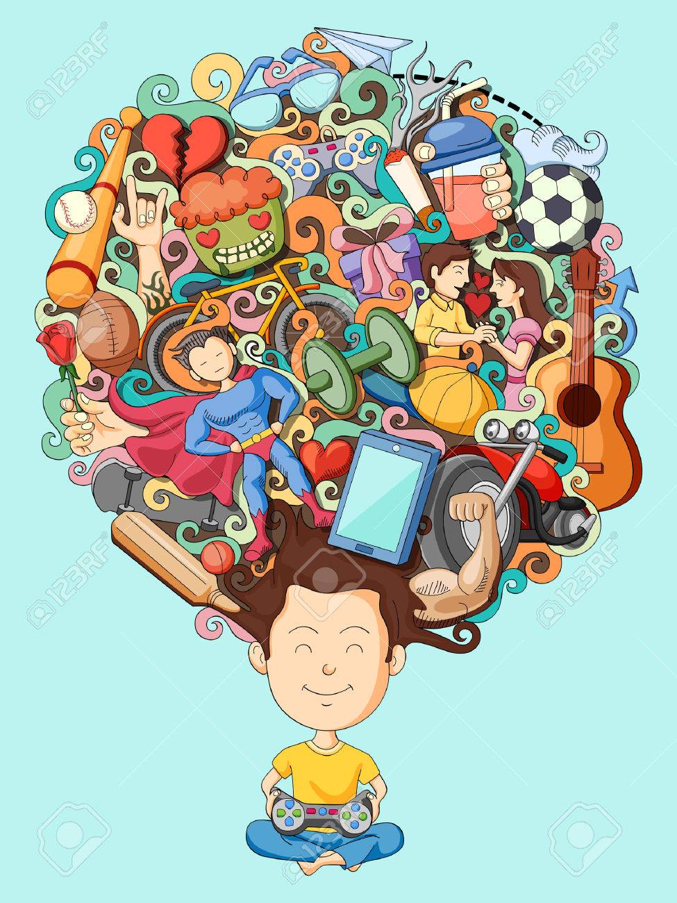vector illustration of dream and thought of teenage boy - 55751731 vector illustration of dream and thought of teenage boy - 55751731