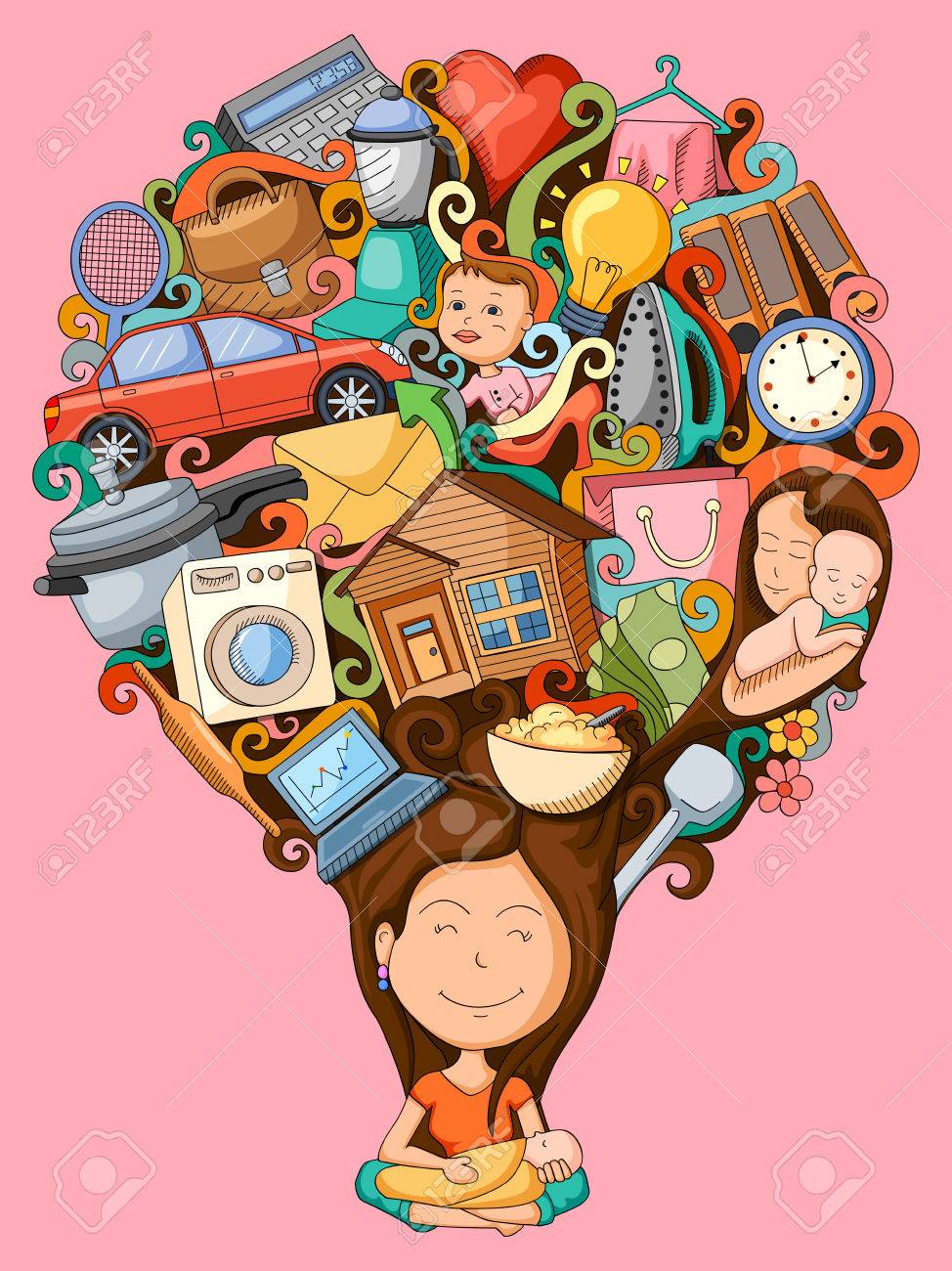 vector illustration of dream and thought of woman - 55751873 vector illustration of dream and thought of woman - 55751873