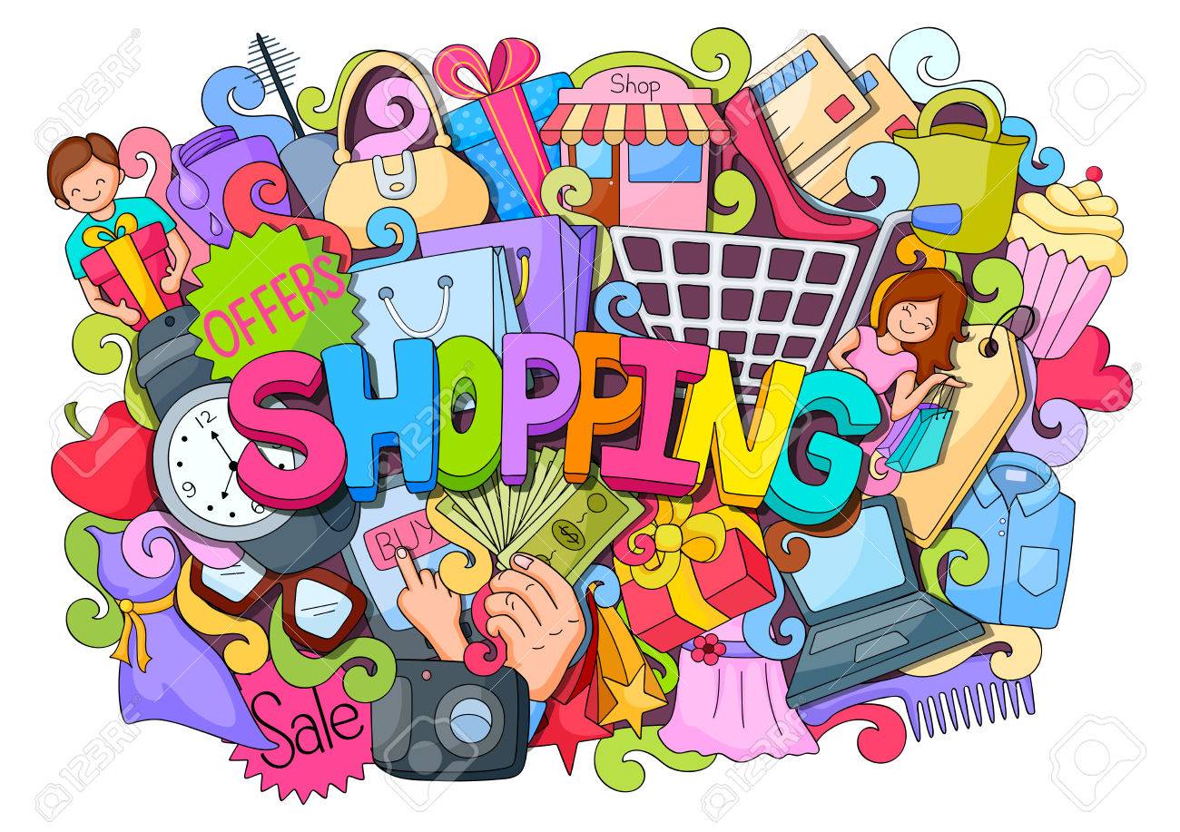 vector illustration of doodle on Shopping concept poster with different element - 58409813 vector illustration of doodle on Shopping concept poster with different element - 58409813
