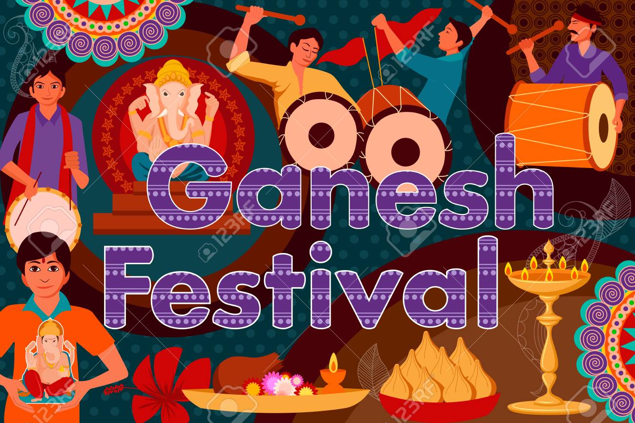 幸せのクラブチーム Chaturthi 祭り祭典背景のベクトル イラストのイラスト素材 ベクタ Image