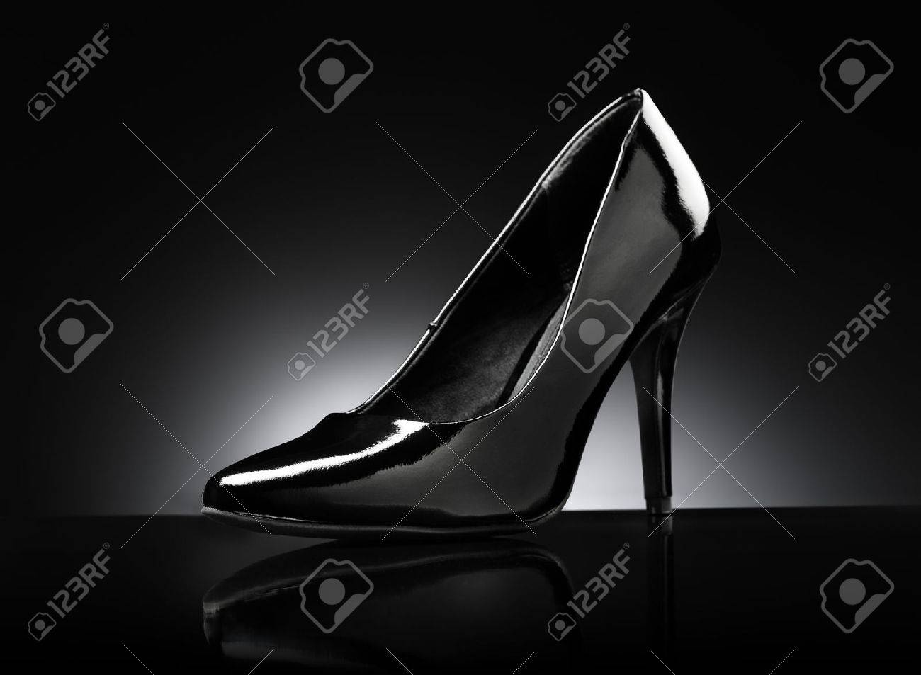 black glossy pumps