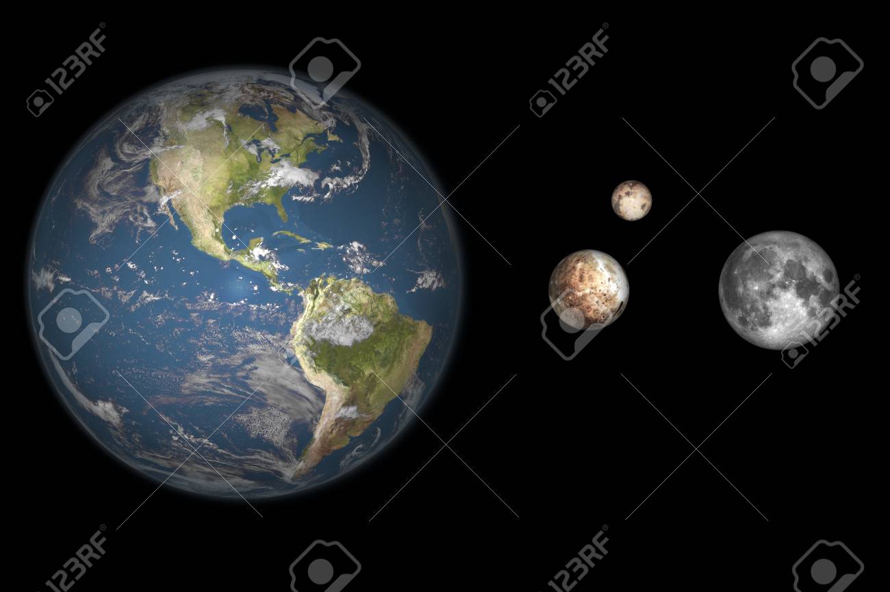 artists concept of the earth pluto charon and earths moon size of pluto vs moon