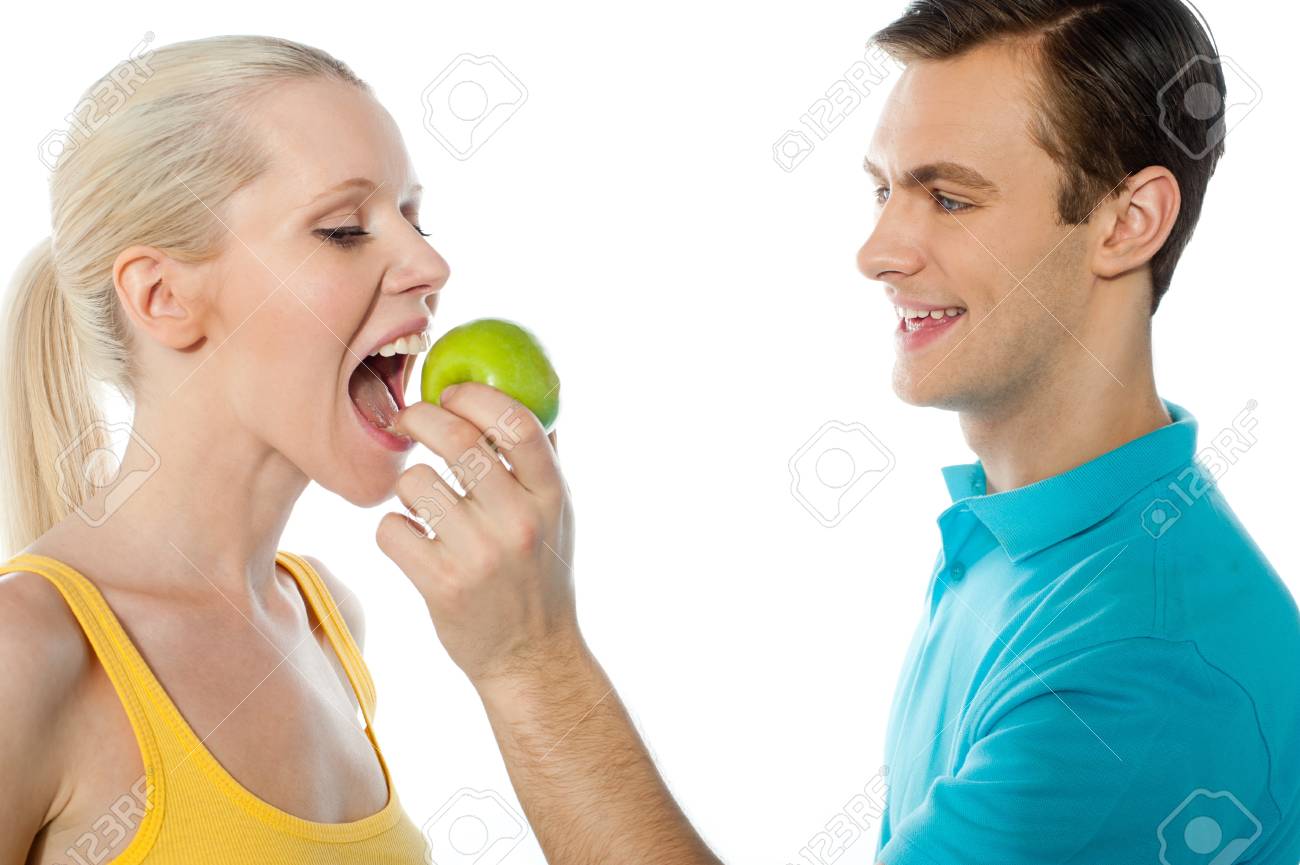 Apple Healthy Couple Stock Photo