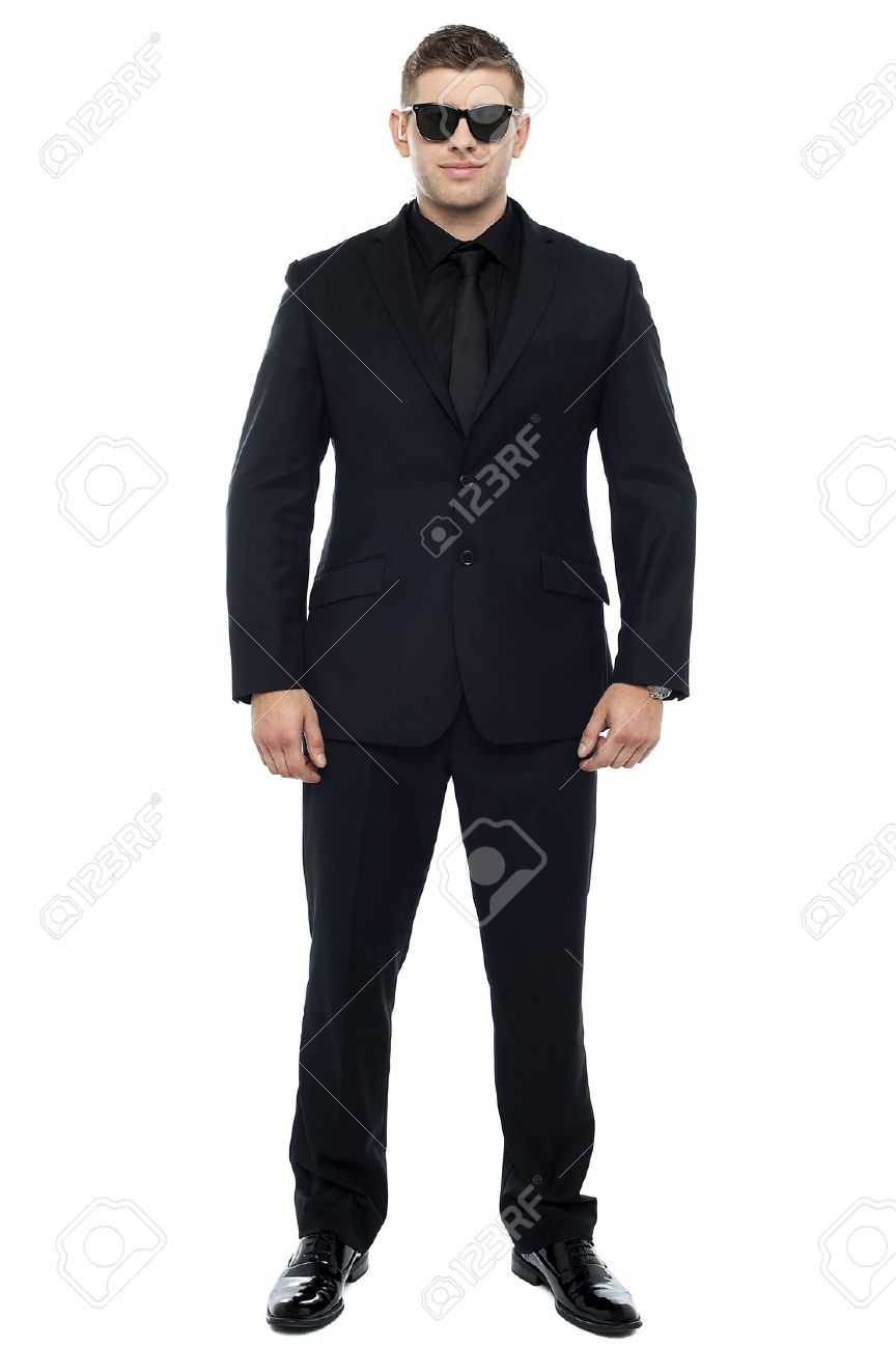 full length picture of smart security personnel isolated against white stock photo 15351632