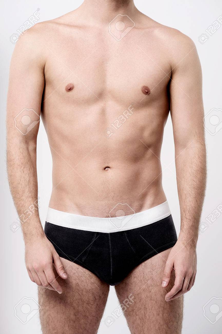 若い男の下着姿でのイメージのトリミング の写真素材 画像素材 Image