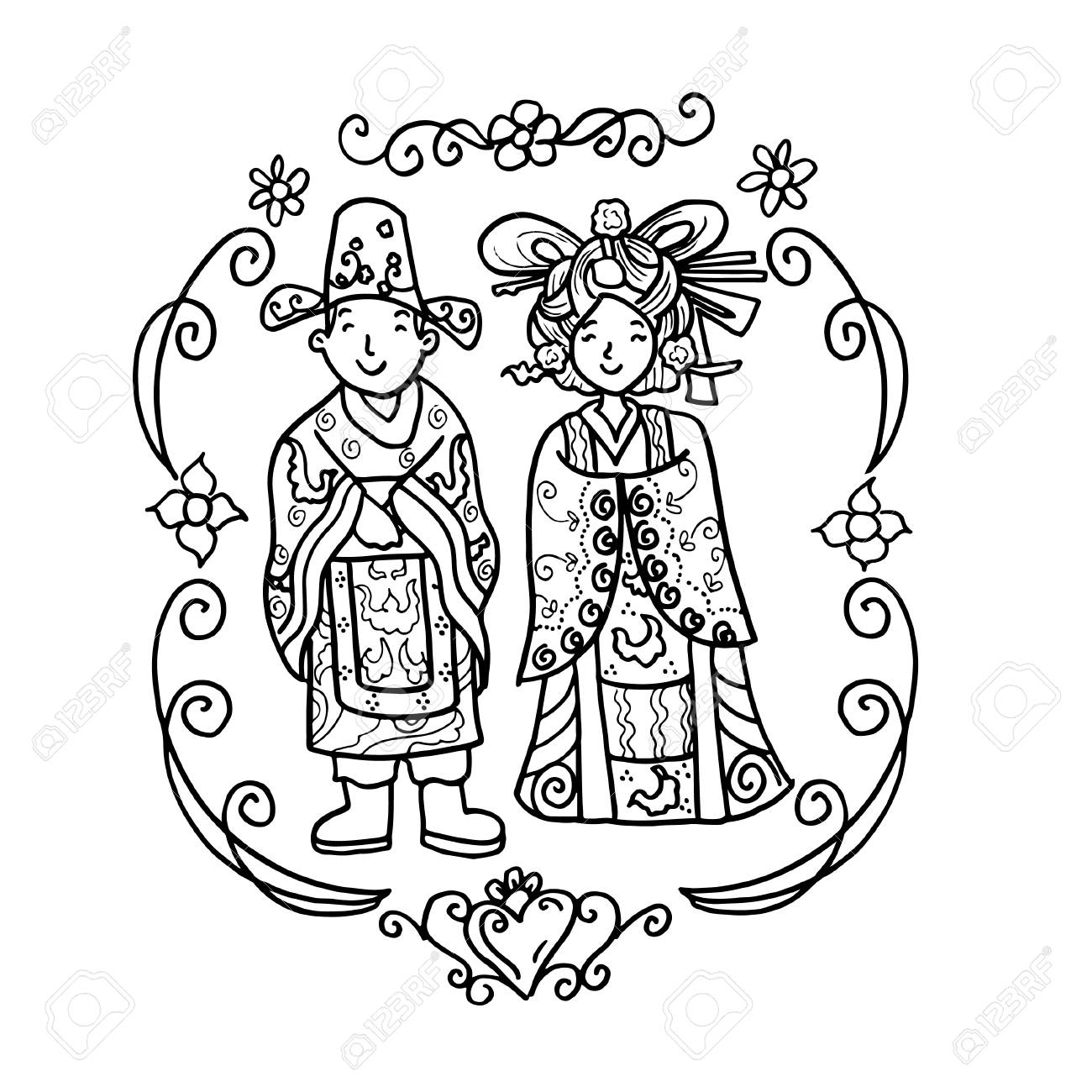 中国の結婚式のカップル - ベクター グラフィックとベクター