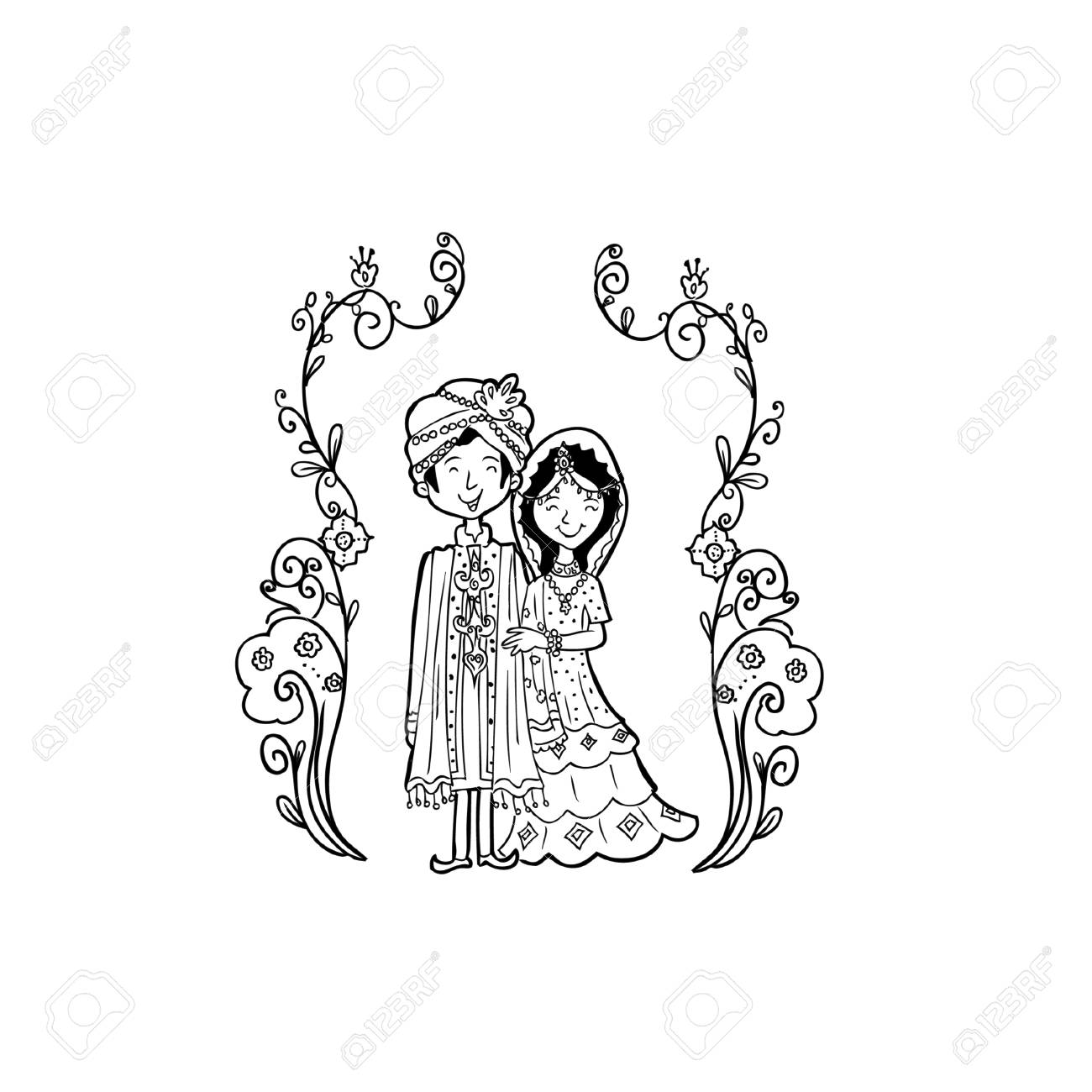 イスラム教の結婚式のカップル - ベクター グラフィック ベクトル