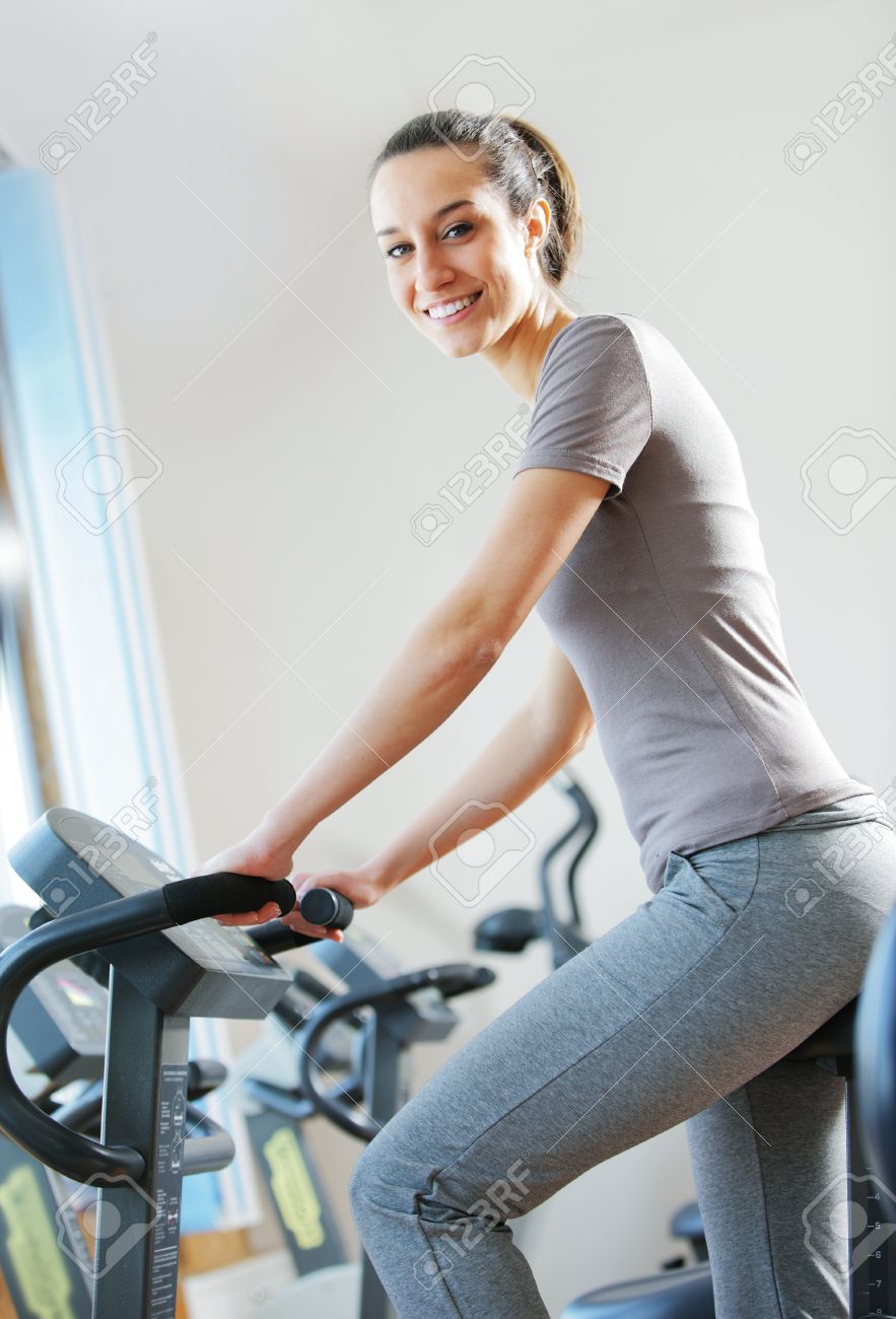 riding bike at gym