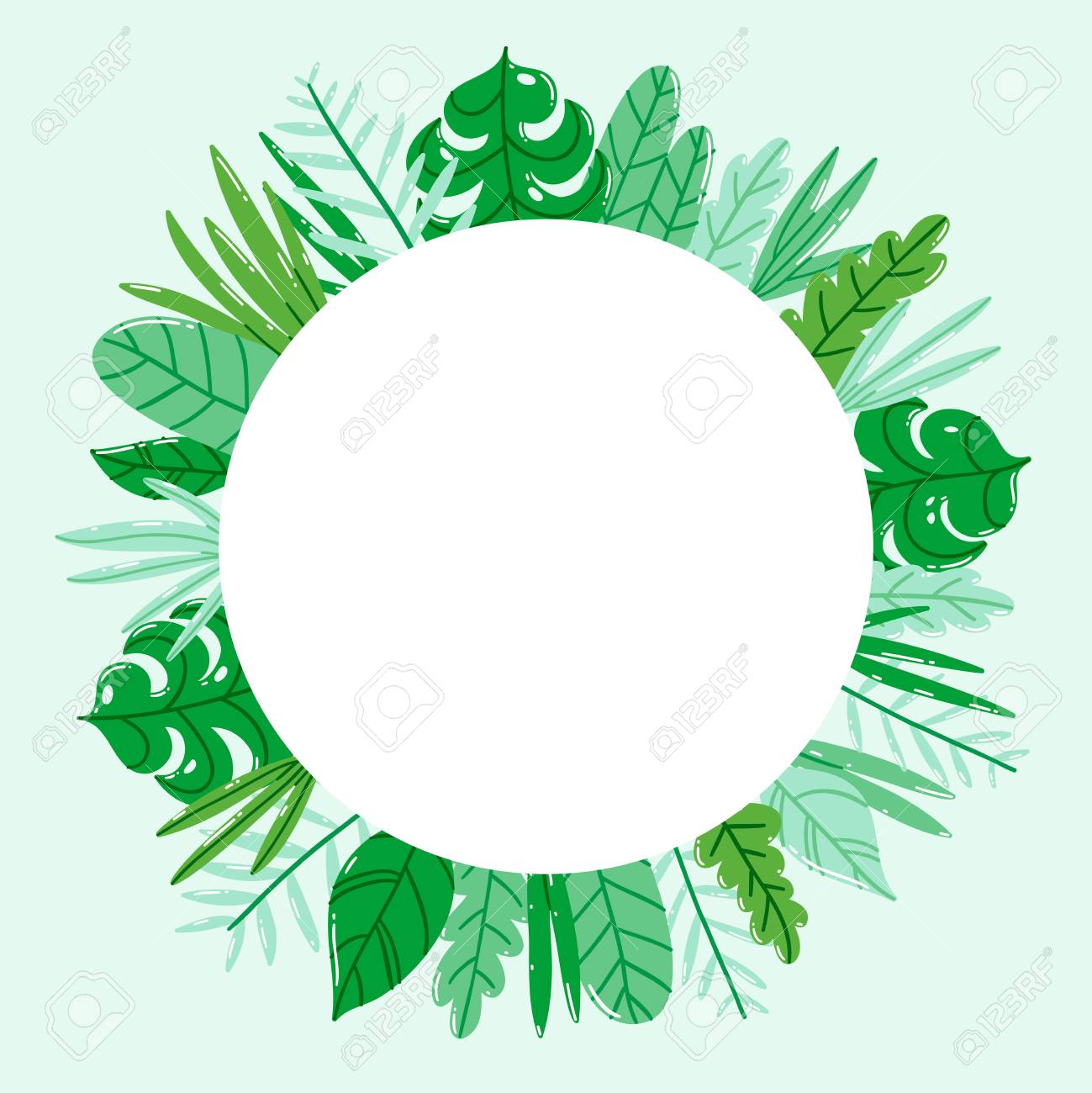 circle jungle nature frame vector template royalty free cliparts