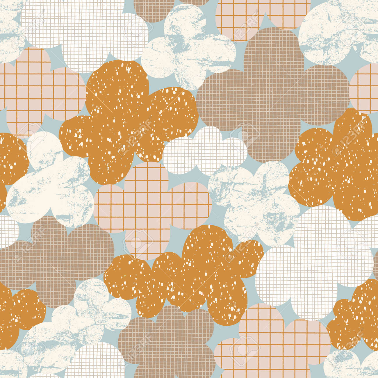 Abstract cloudscape, clouds with fun hand drawn textures, vintage vector seamless pattern - 170268195 Abstract cloudscape, clouds with fun hand drawn textures, vintage vector seamless pattern - 170268195