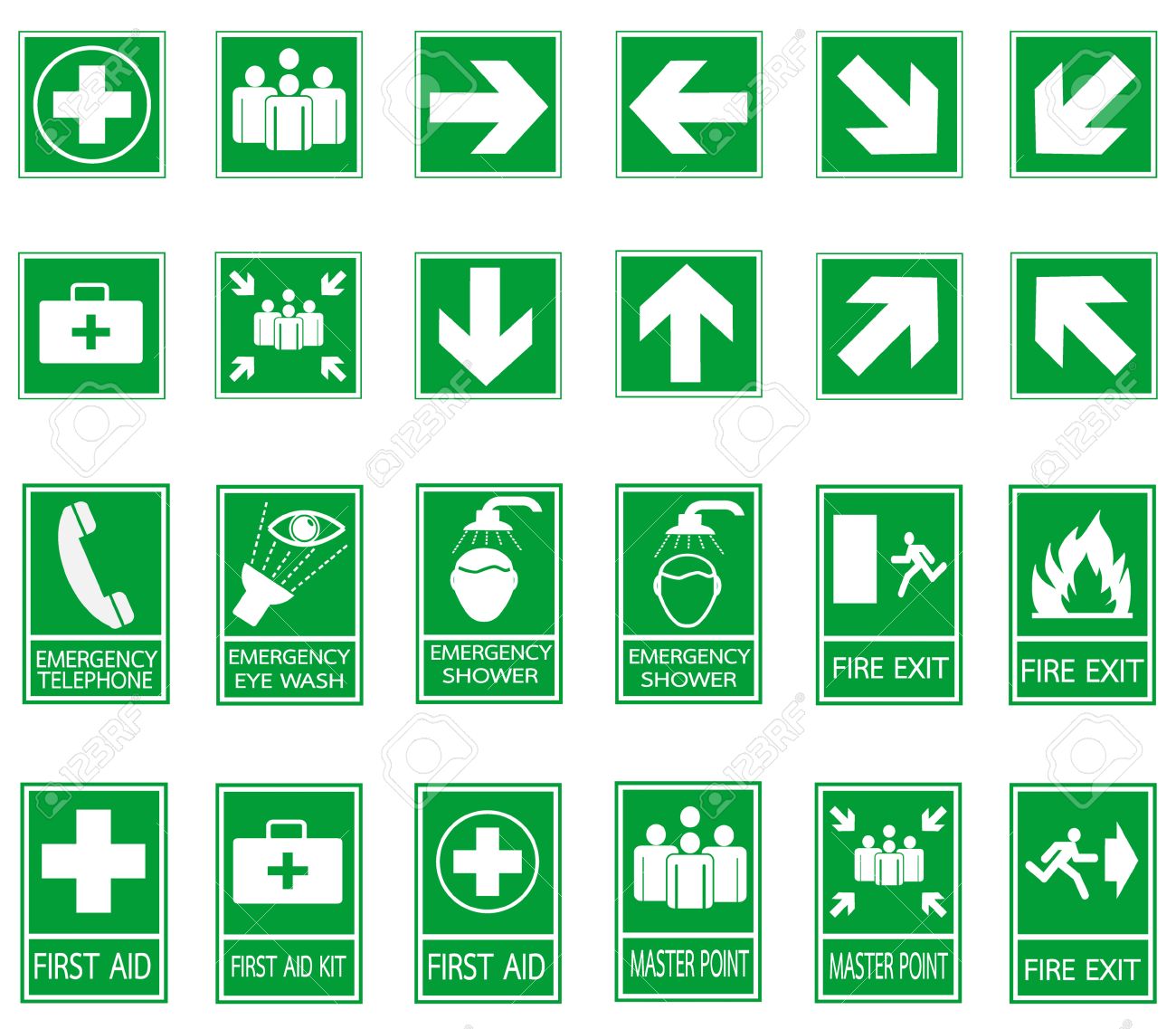 De la Calle al Hogar: Guía Práctica de Señales de Prevención y Cómo Aprender a Identificarlas Fácilmente 4 Simbología de seguridad diaria de emergencia (verde)