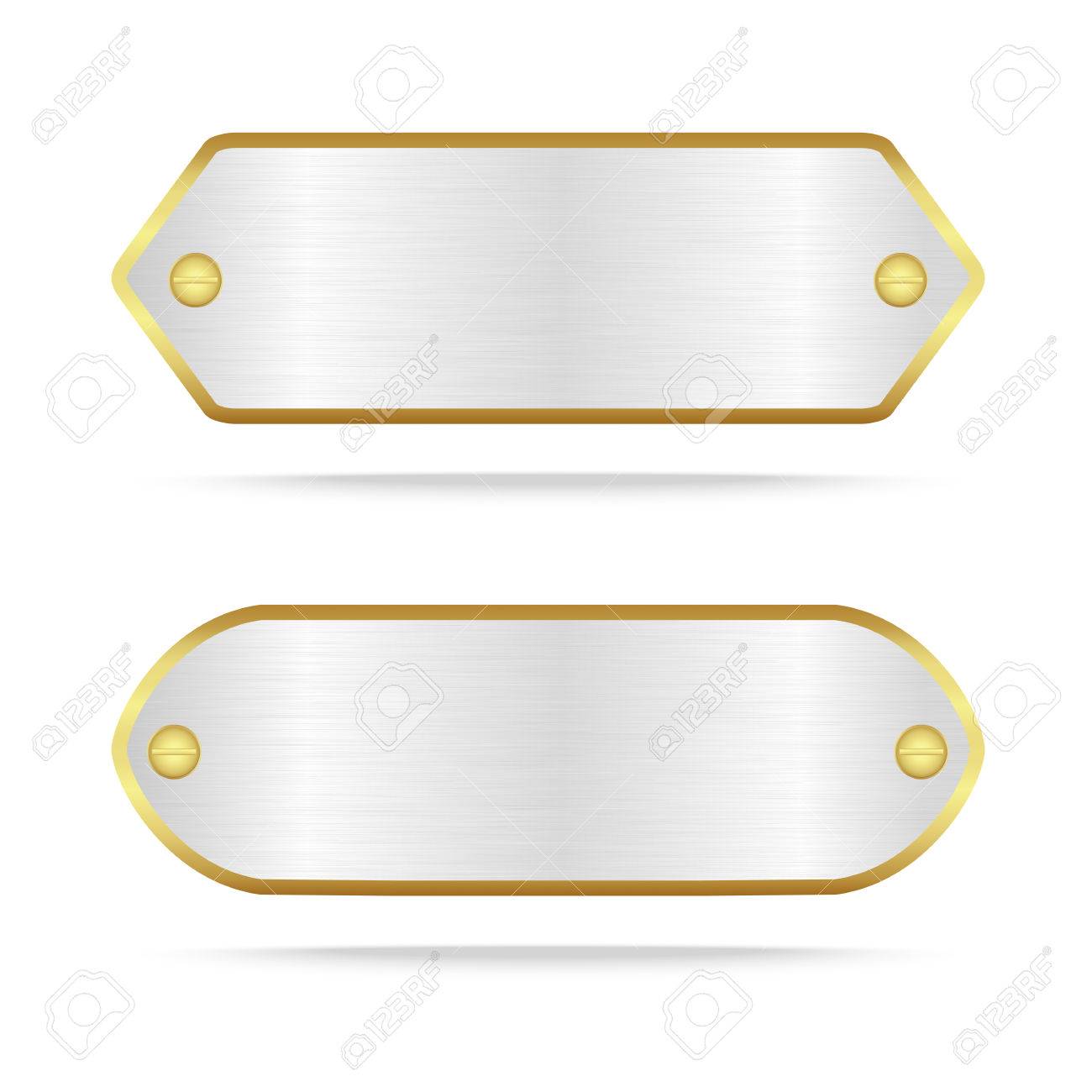 Vector silver and gold metal name plate or Silver metal label with screw.Vector illustration - 60239576 Vector silver and gold metal name plate or Silver metal label with screw.Vector illustration - 60239576