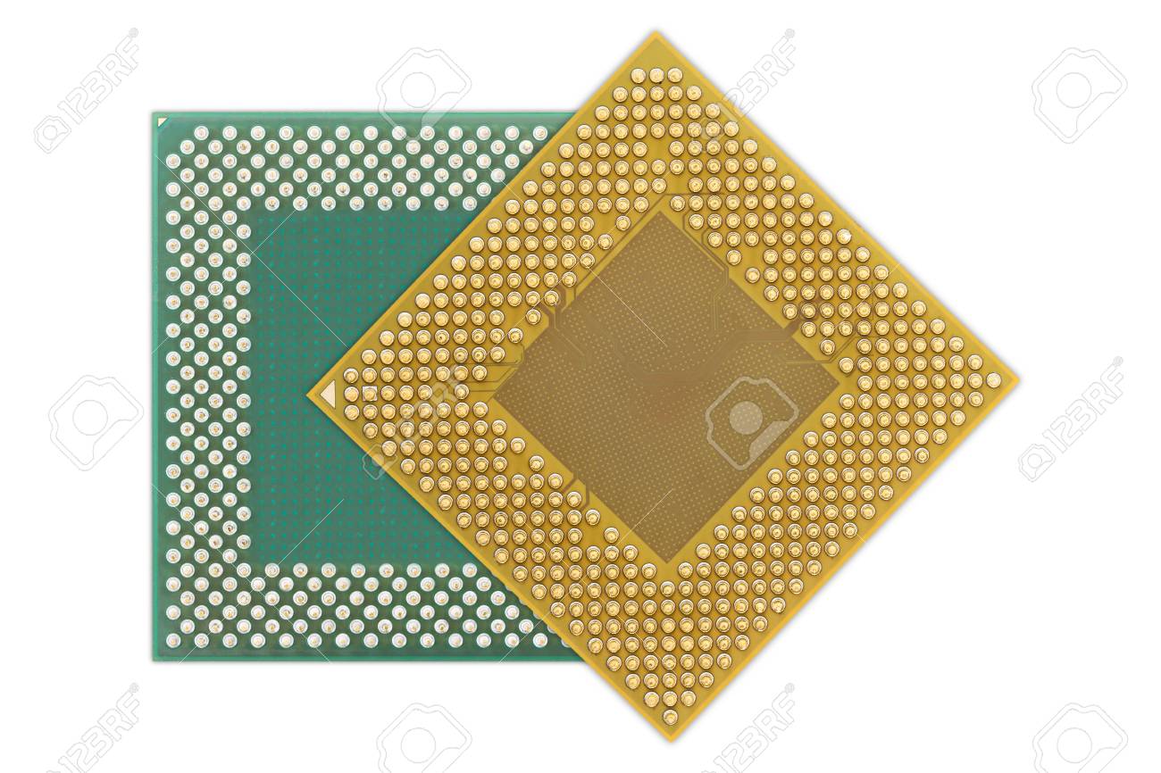 コンピューターのプロセッサまたは中央演算処理装置 Cpu を白い背景に分離 の写真素材 画像素材 Image