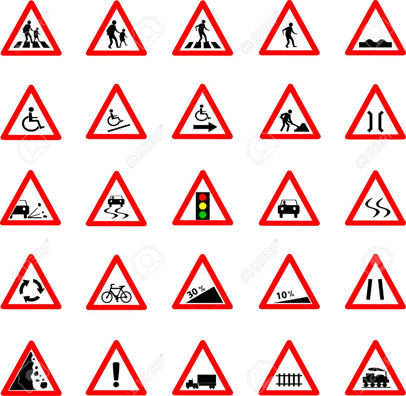 Triangle Road Signs >> Vector Illustration Of Triangle Red And White Road Signs Collection Triangle Road Signs >> Vector Illustration Of Triangle Red And White Road Signs Collection