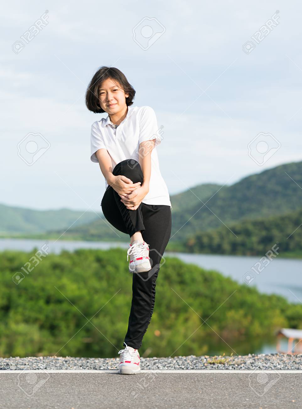 Fitness And Lifestyle Concept Young Asian Woman Short Hair