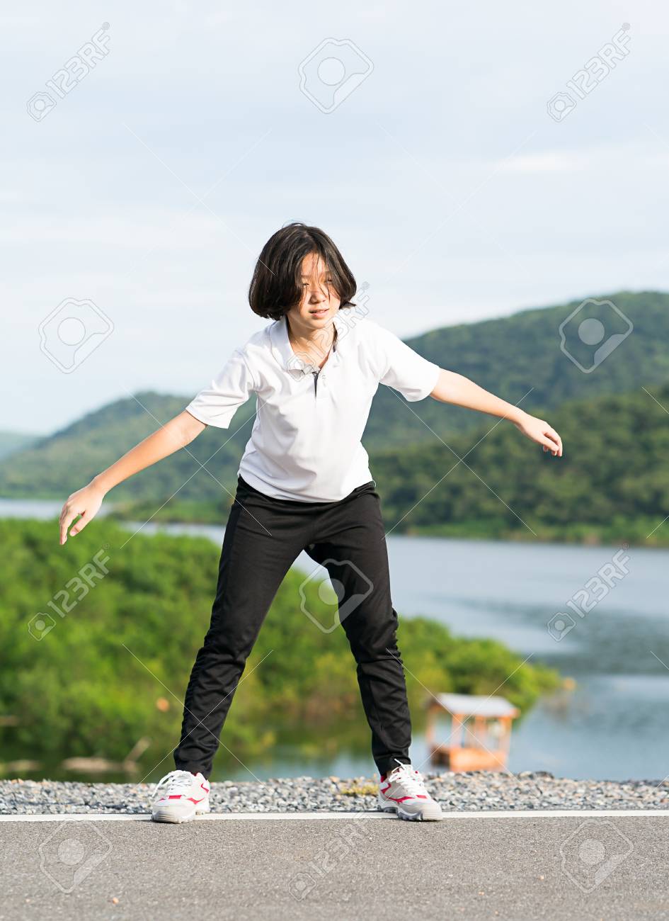 Fitness And Lifestyle Concept Young Asian Woman Short Hair