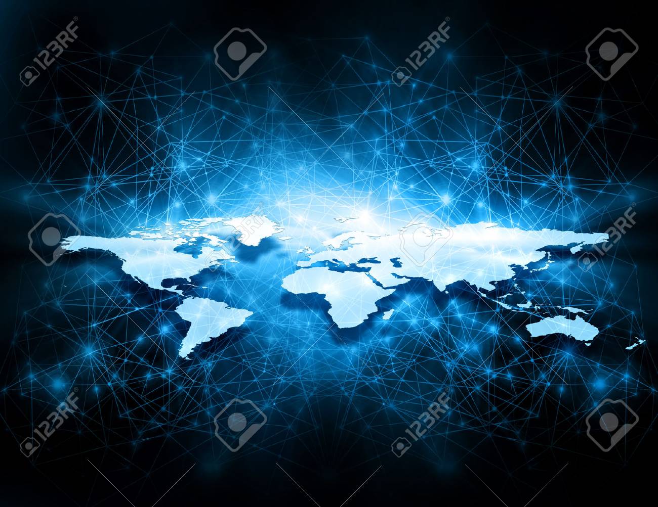 World map on a technological background, glowing lines symbols of the Internet, radio, television, mobile and satellite communications. - 93256287 World map on a technological background, glowing lines symbols of the Internet, radio, television, mobile and satellite communications. - 93256287