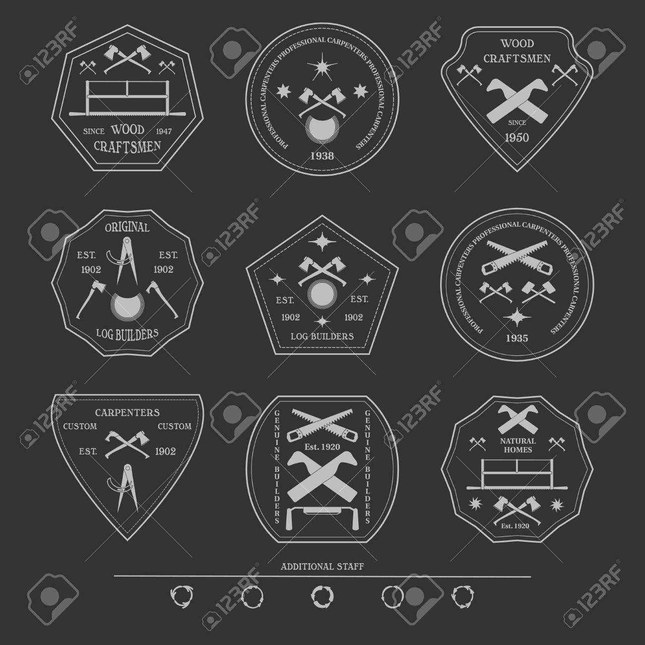 Logo Fur Bau Und Tischlerindustrie Gesetzt Design Elemente Objekte Und Werkzeuge Logo Fur Naturlichen Logarithmus Bauer Und Holzhandwerker Vektor Illustration Kostenlose Fonts Und Schriftarten Verwendet Lizenzfrei Nutzbare Vektorgrafiken Clip