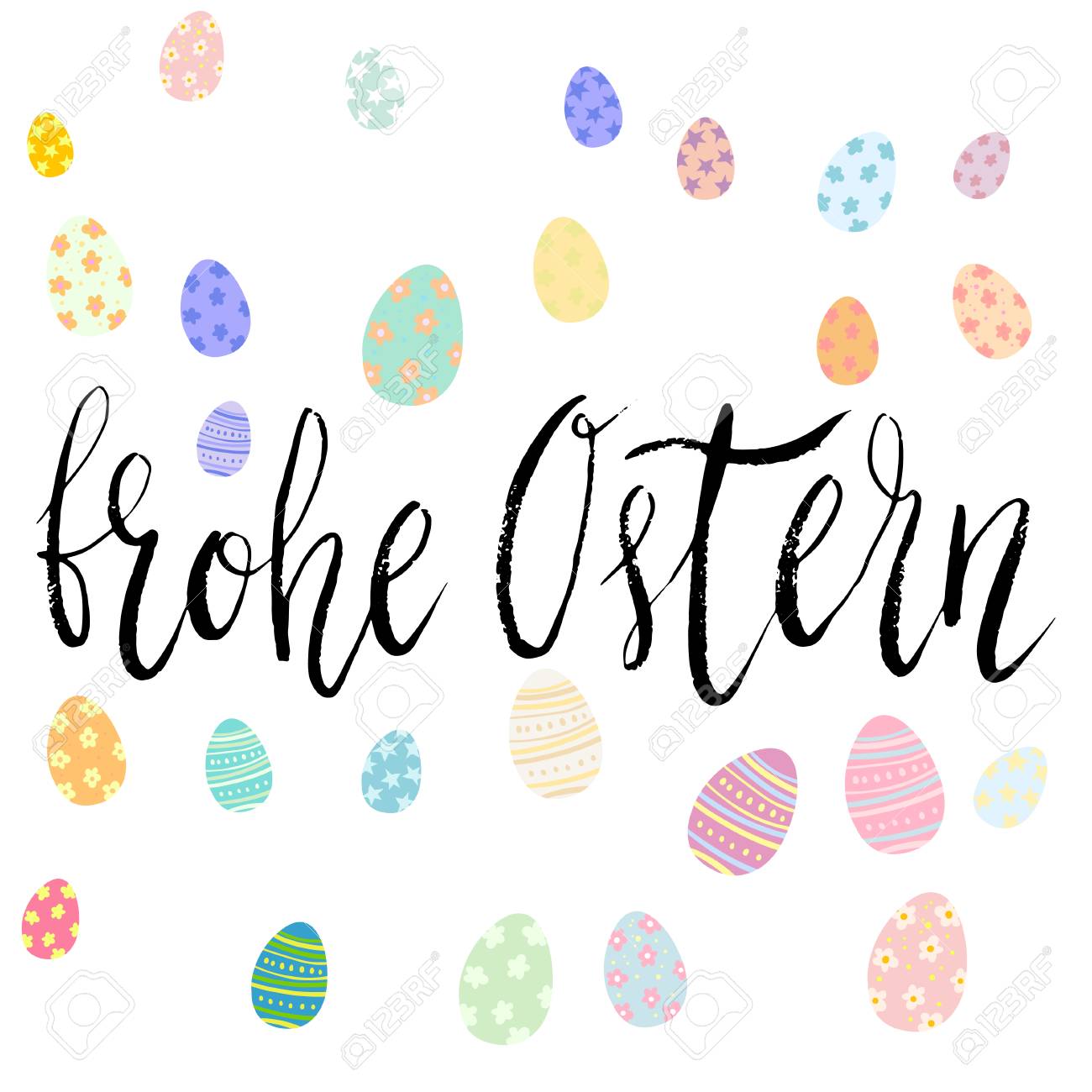Happy Easter Frohe Ostern German Hand Written Brush Lettering Royalty Free Cliparts Vectors And Stock Illustration Image