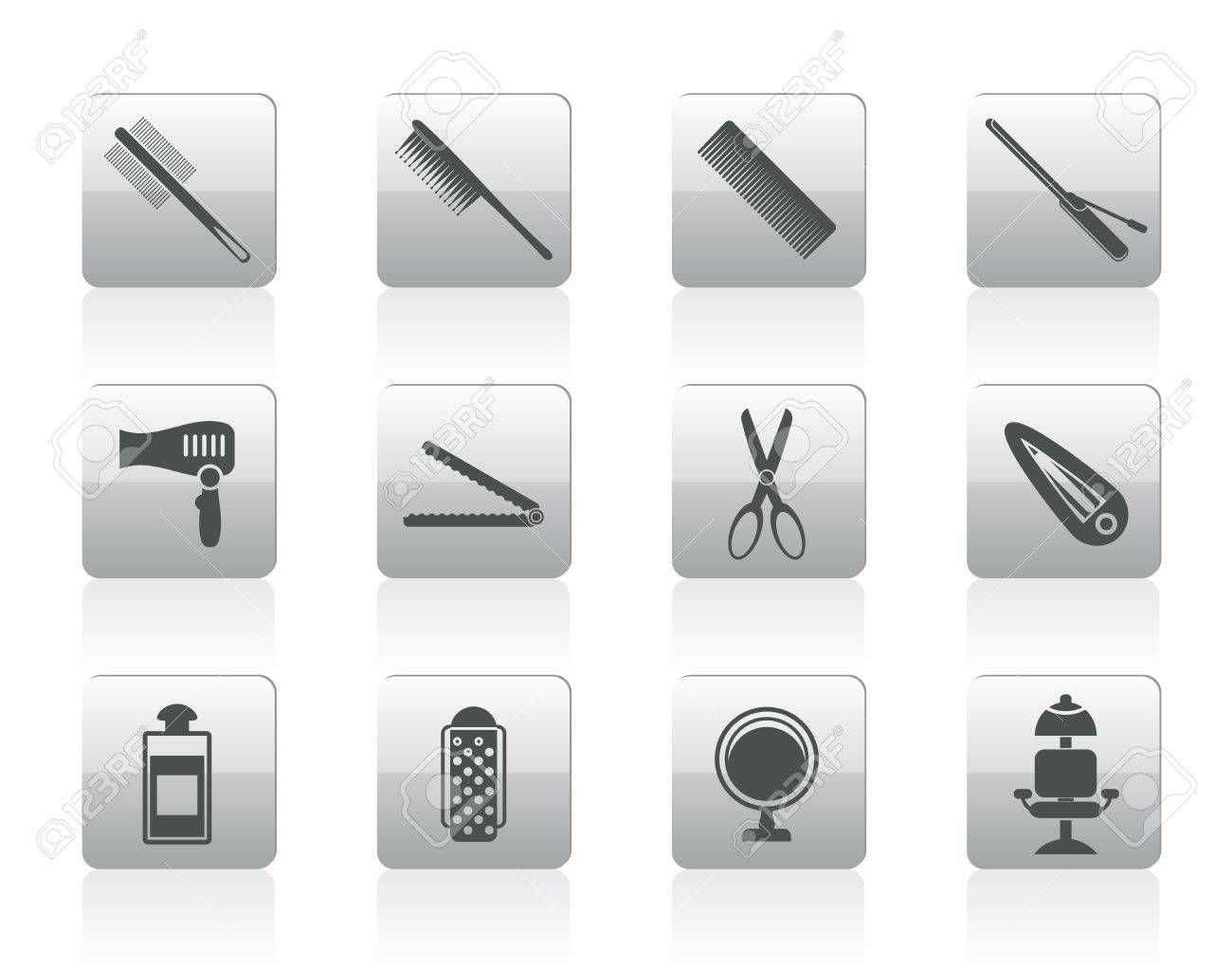 理髪 ヘアスタイルとメイクアップ アイコン アイコンを設定のイラスト素材 ベクタ Image