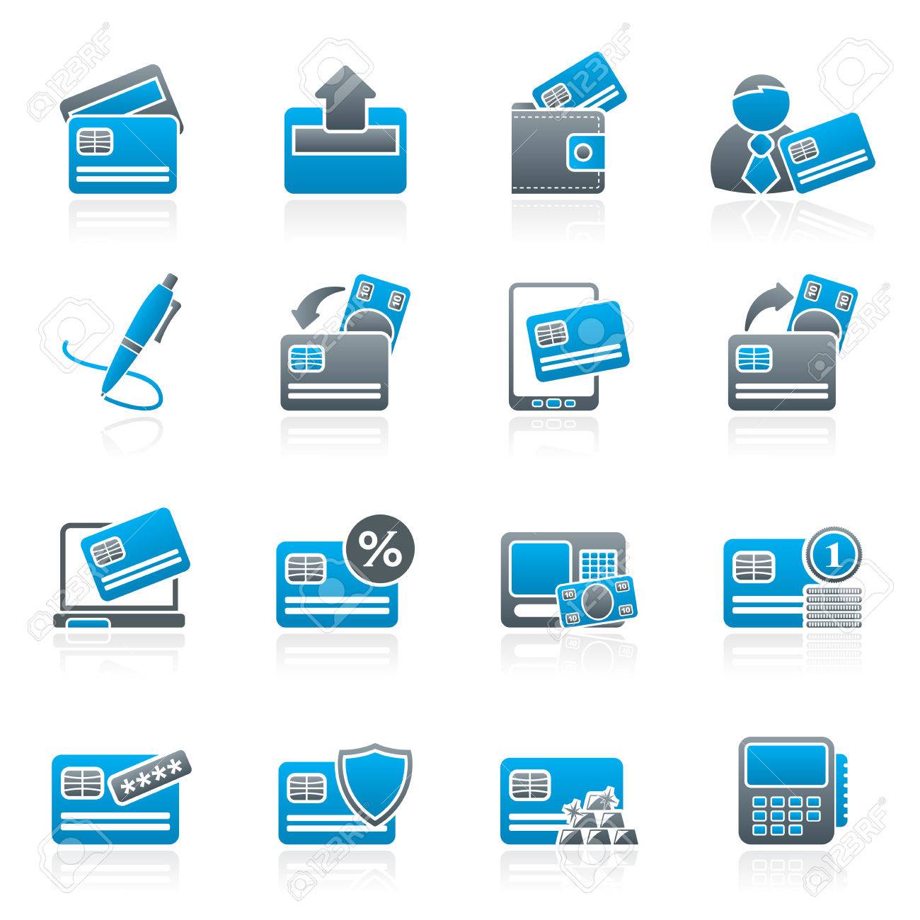credit card pos terminal and atm icons vector icon set royalty free