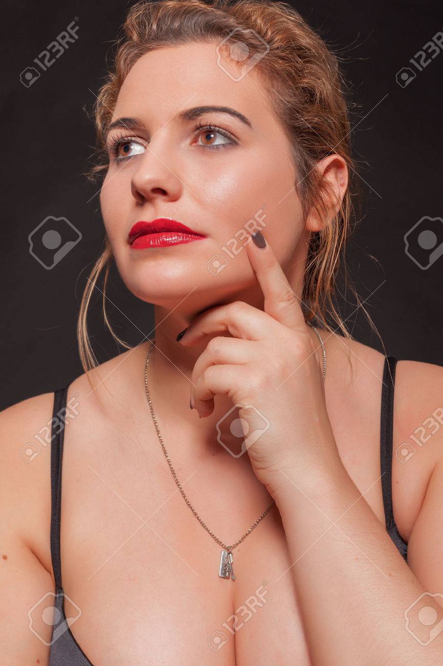 Portrait Of A Beautiful Young Blond Chubby Woman With Sexy Cleavage Stock  Photo, Picture and Royalty Free Image. Image 27318588.