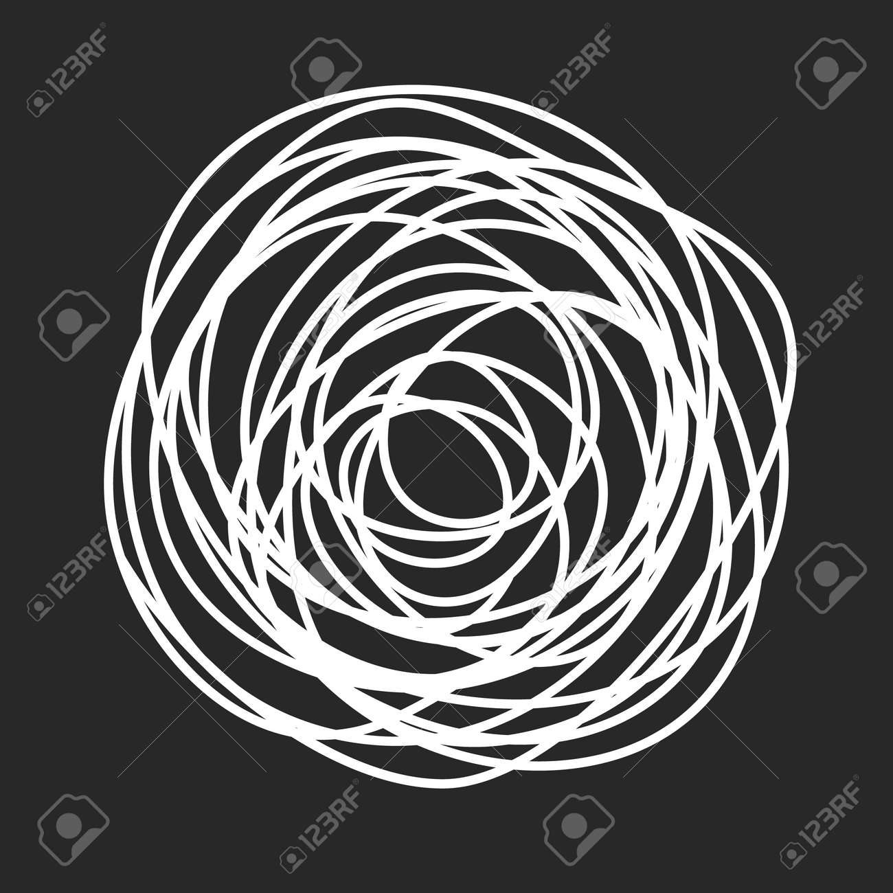 Grungy round scribble circle on black background - 163908757 Grungy round scribble circle on black background - 163908757