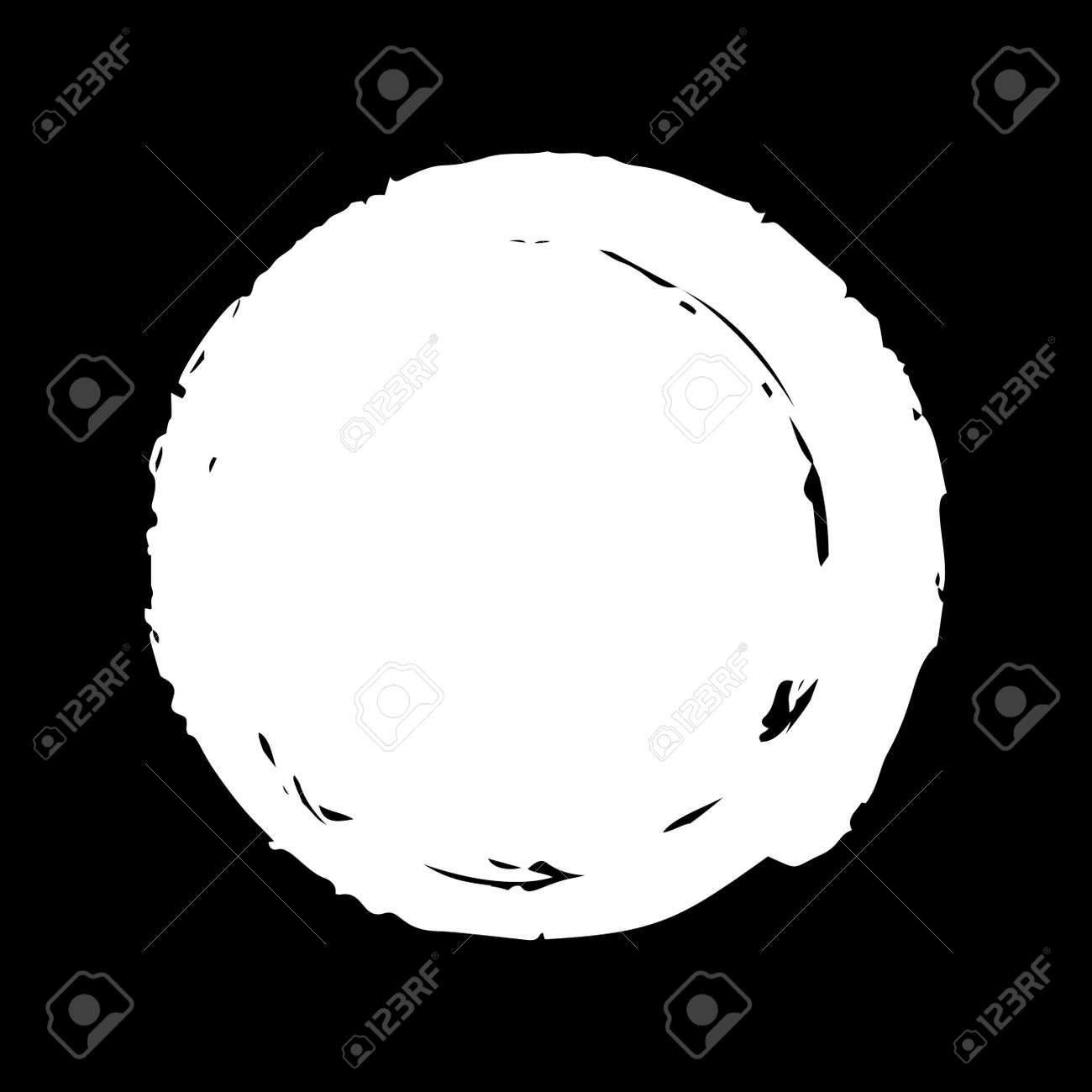 Hand painted white ink circle on black background - 170235686 Hand painted white ink circle on black background - 170235686