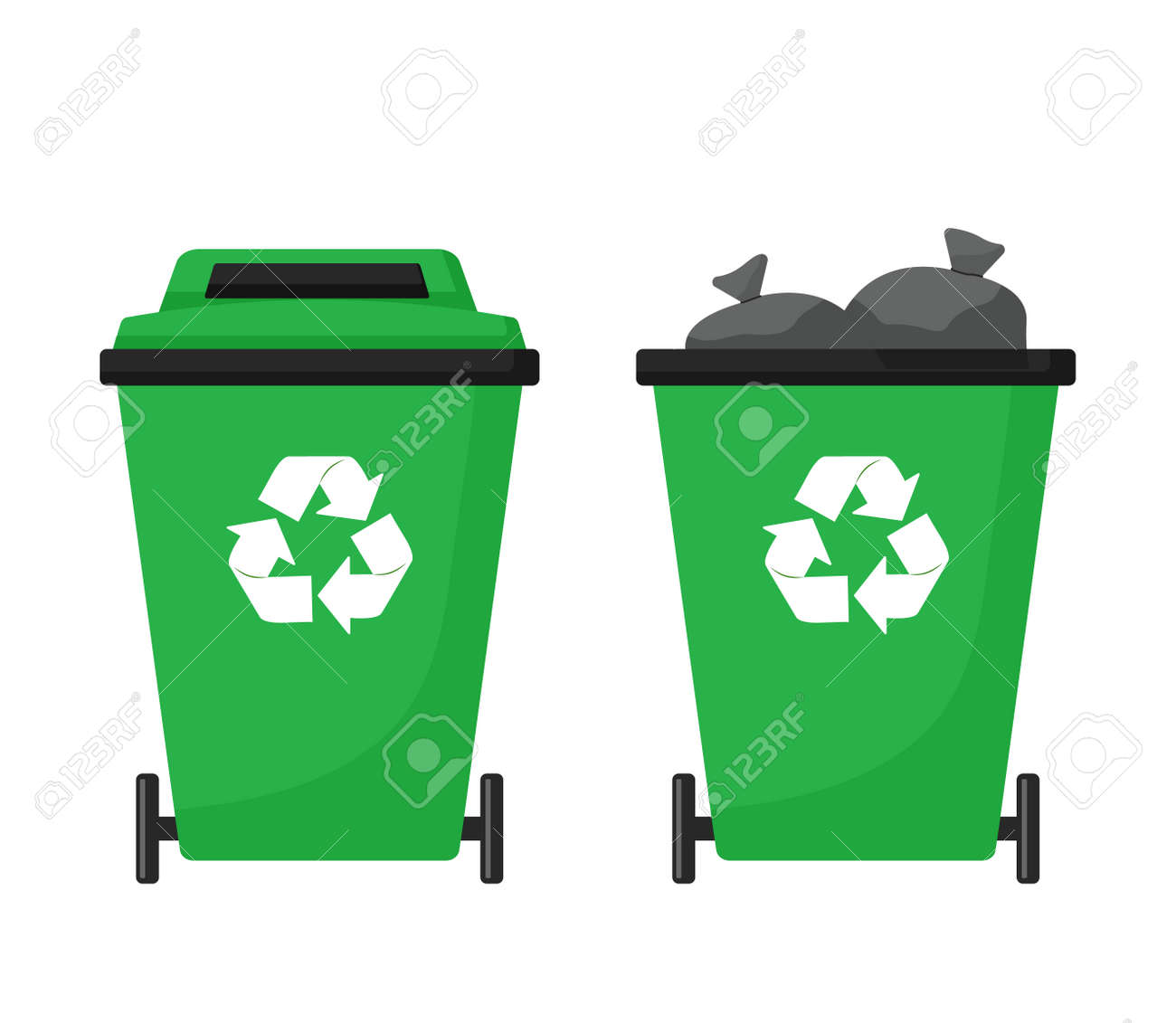 Tacho De Basura Color Verde Tacho De Basura Verde Reciclaje