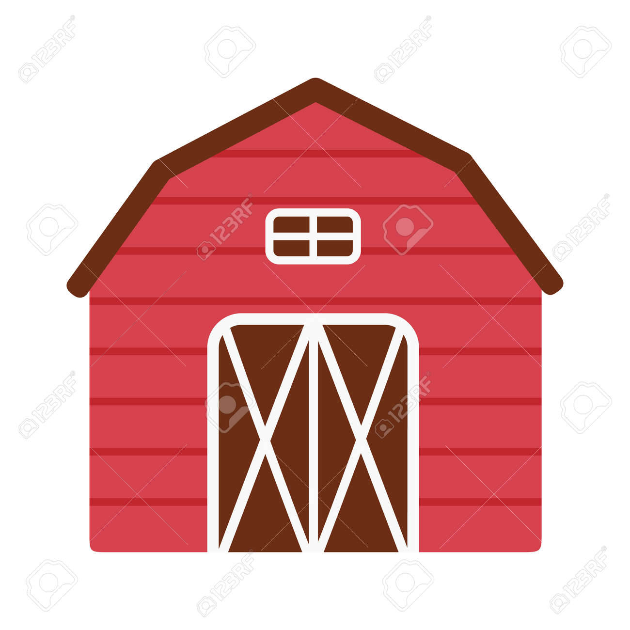 Cute Red Barn Isolated On White Background. Vector Childish Illustration.  Farm House Клипарты, SVG, векторы, и Набор Иллюстраций Без Оплаты  Отчислений. Image 190128617