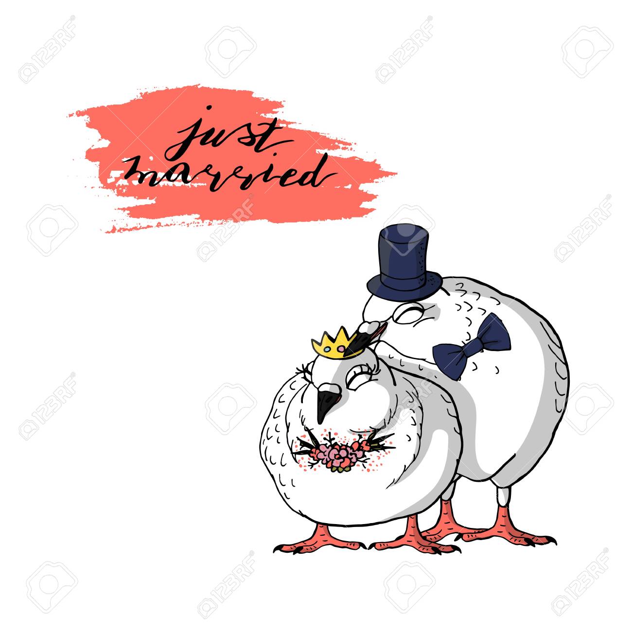 Download Wedding Clipart With Cute Peigeon Couple And Custom Handlettering Royalty Free Cliparts Vectors And Stock Illustration Image 124044830