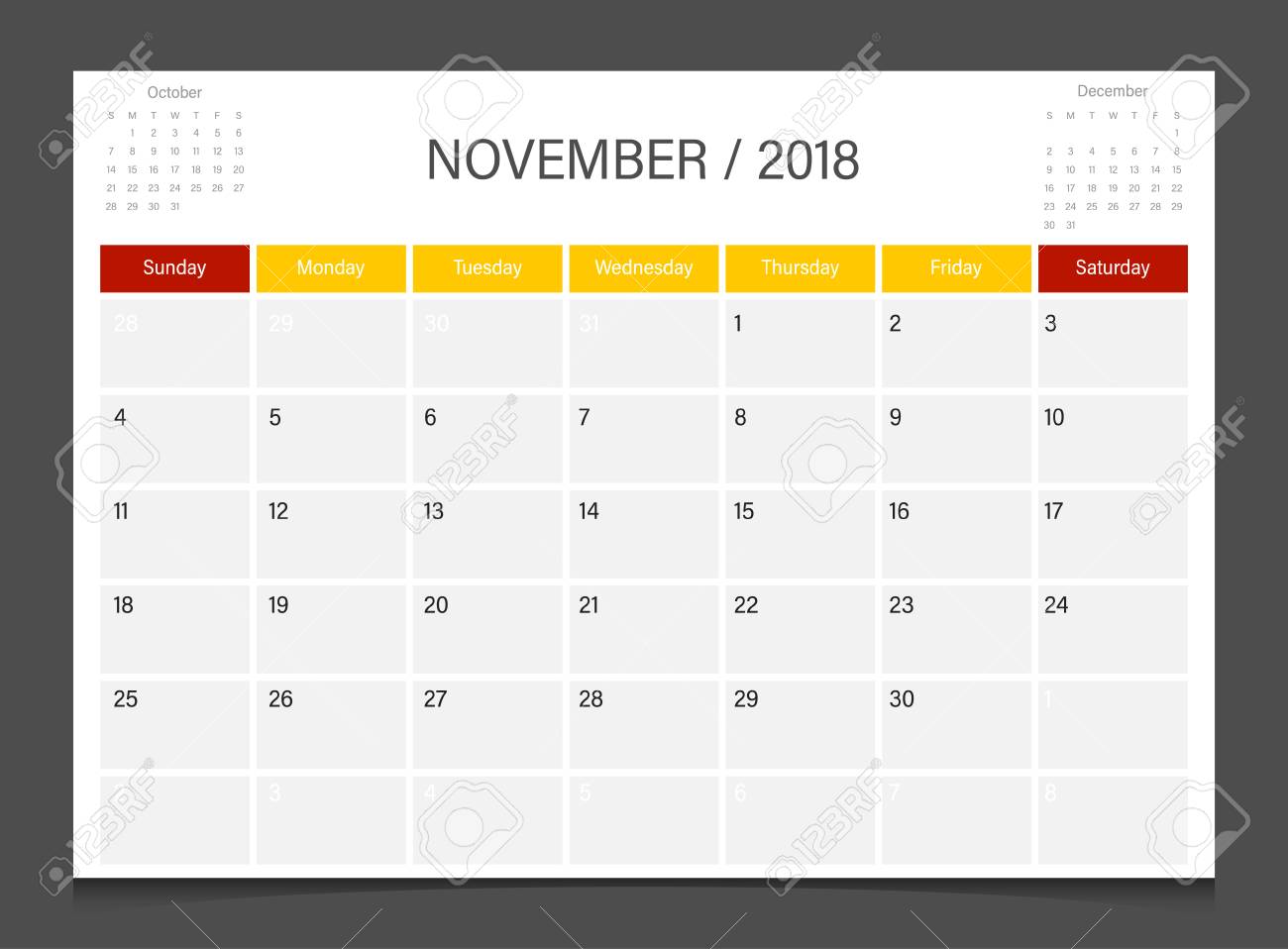 calendar 2018 november week start on sunday corporate design sunday calander
