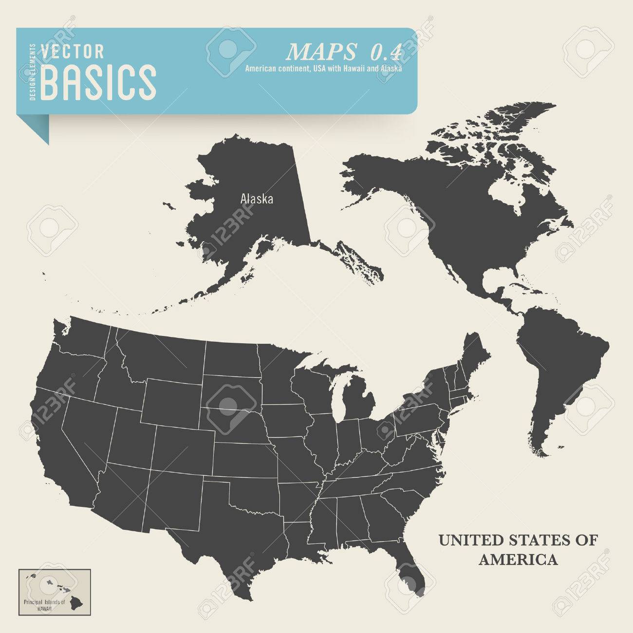 map of the american continent and the usa with hawaii and alaska source http www lib