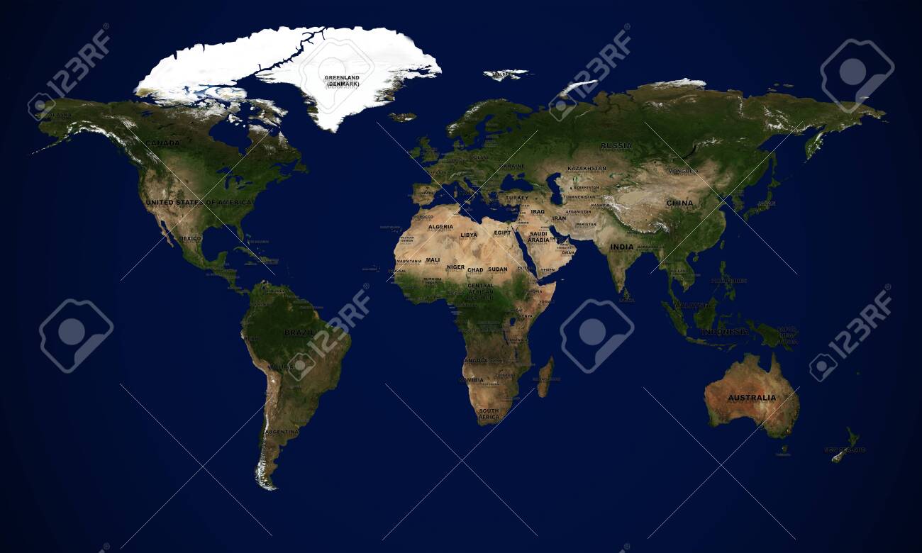 High Resolution Earth Map High Resolution World Map With Country Names. Stock Photo, Picture And  Royalty Free Image. Image 129136605.