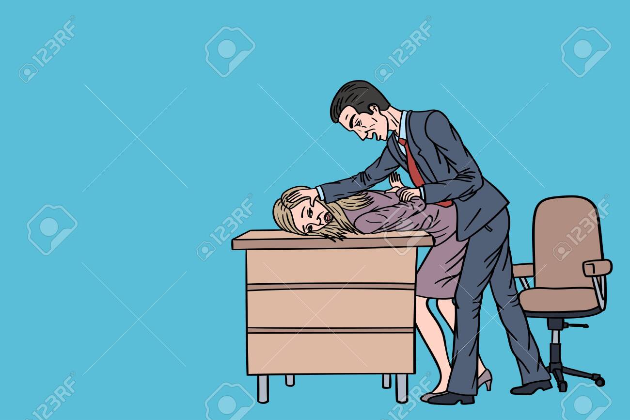 オフィス セックス 男は女の子にオフィスでセックスを強要します。のイラスト素材・ベクター Image 153771334