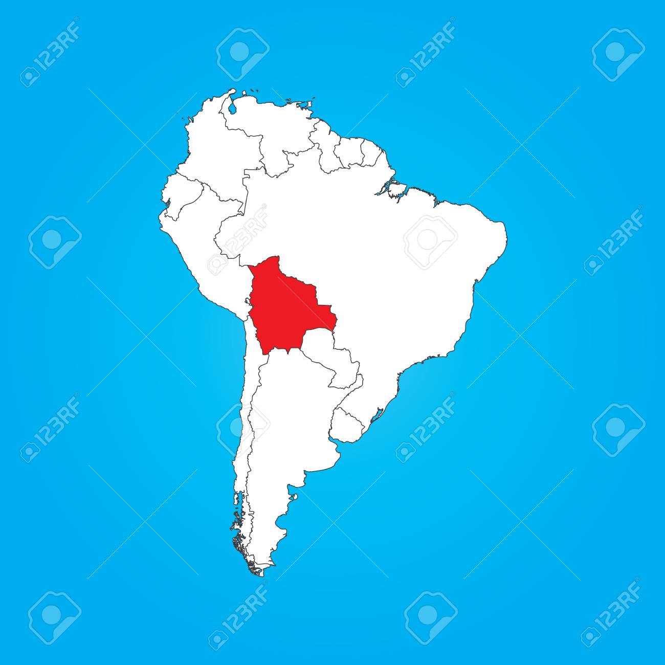 Bolivia On A Map Of South America A Map Of South America With A Selected Country Of Bolivia Royalty Free Svg,  Cliparts, Vectors, And Stock Illustration. Image 32369283.