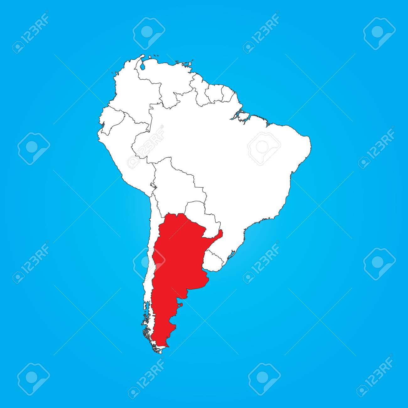 Argentina On A Map Of South America A Map Of South America With A Selected Country Of Argentina Stock Photo,  Picture And Royalty Free Image. Image 32386372.