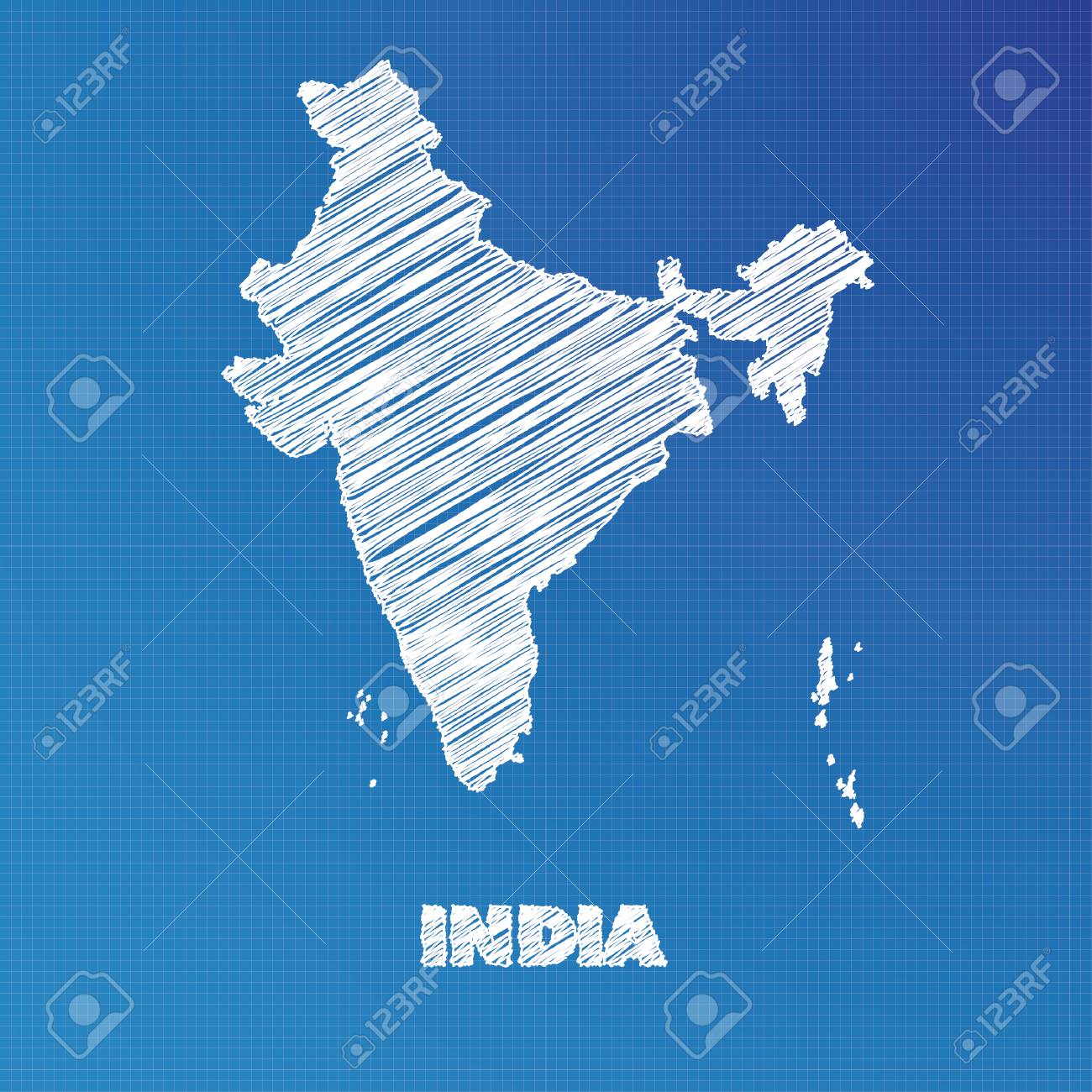 a blueprint map of the country of india stock photo picture and