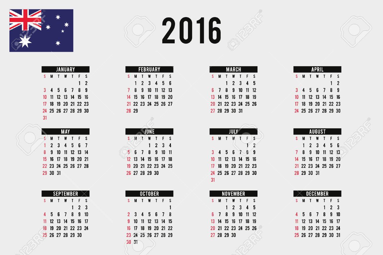 A 16 Calendar With The Flag Of Australia Stock Photo Picture And Royalty Free Image Image
