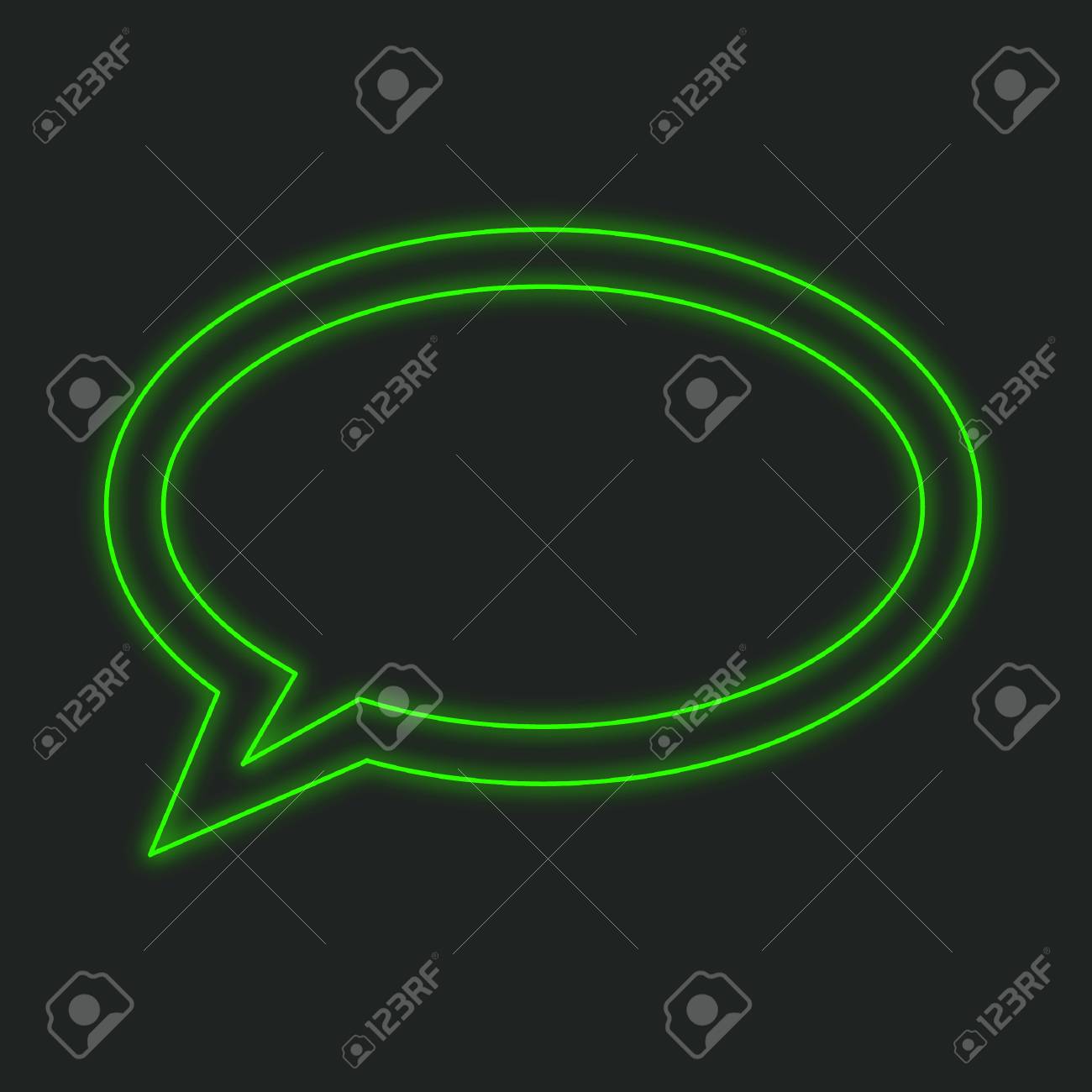 A Neon Icon Isolated On A Black Background Speech Bubble Stock Photo Picture And Royalty Free Image Image