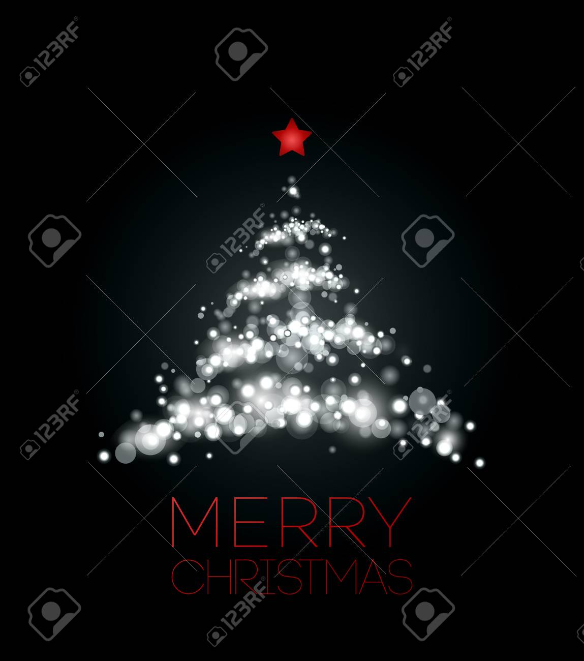 黒のポスターでピカピカのクリスマス ツリー ベクトル イラスト のイラスト素材 ベクタ Image