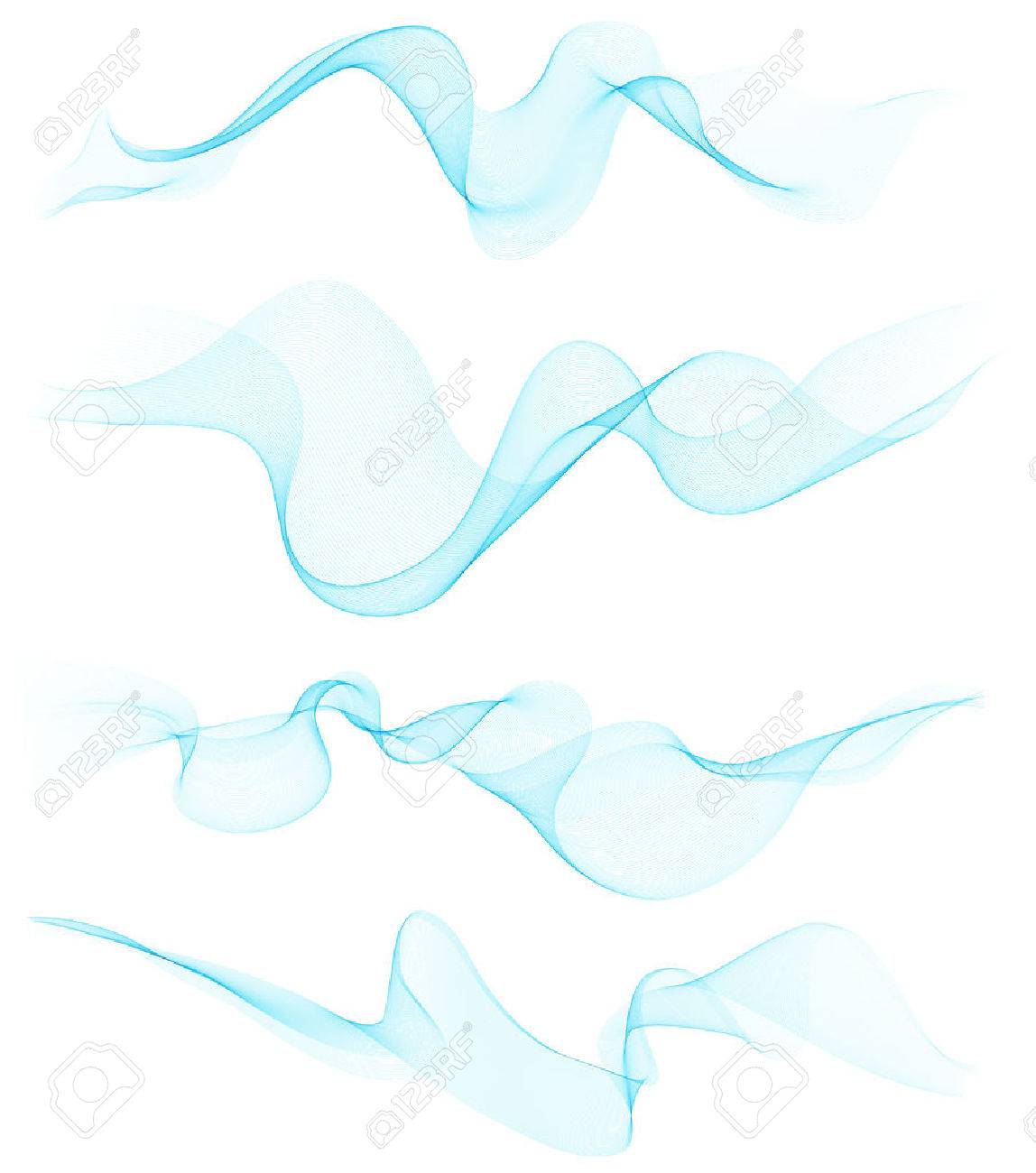 set of transparent soft lines on white vector blue abstract soft lines