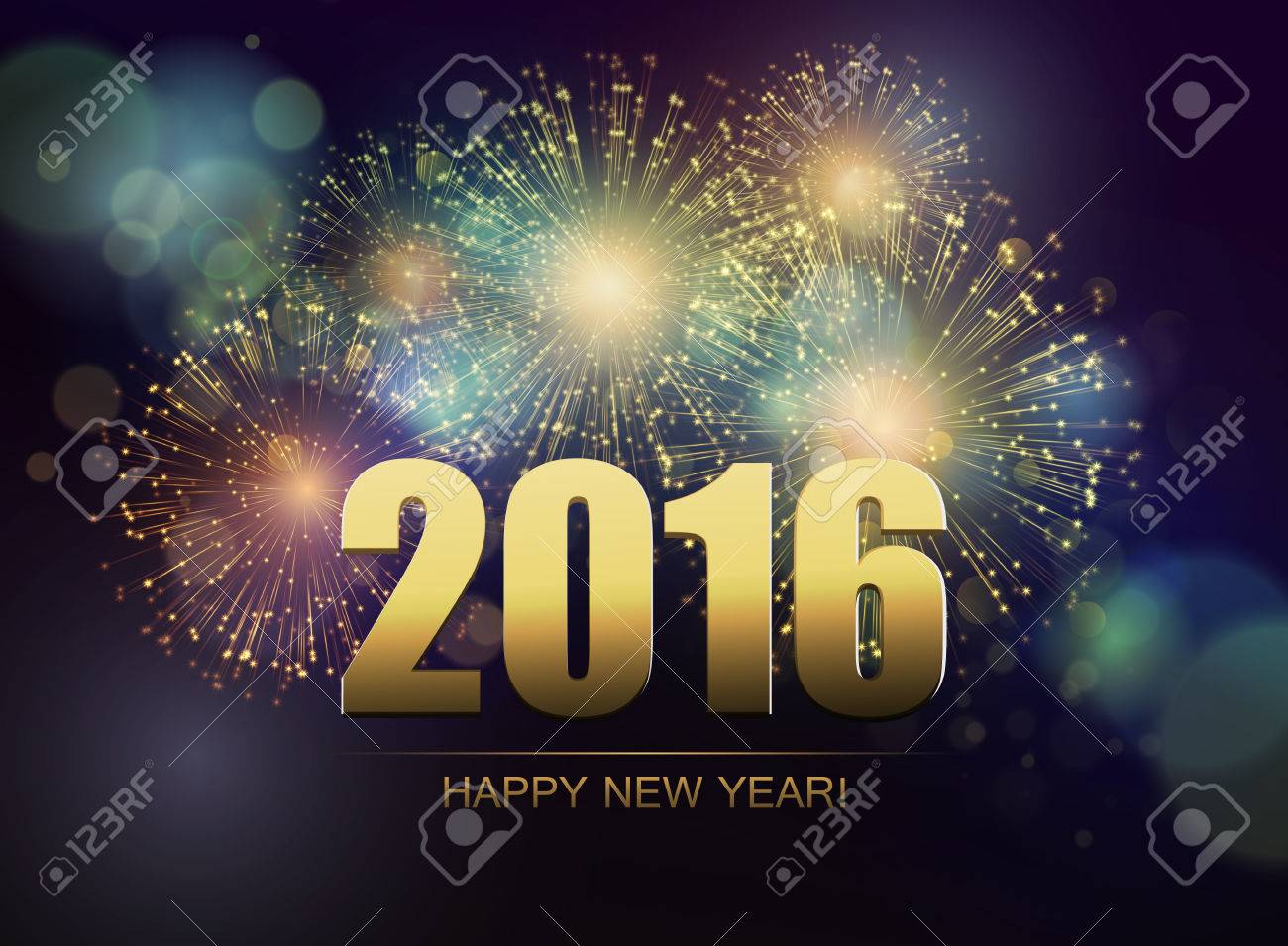 vector holiday fireworks background happy new year 2016 royalty